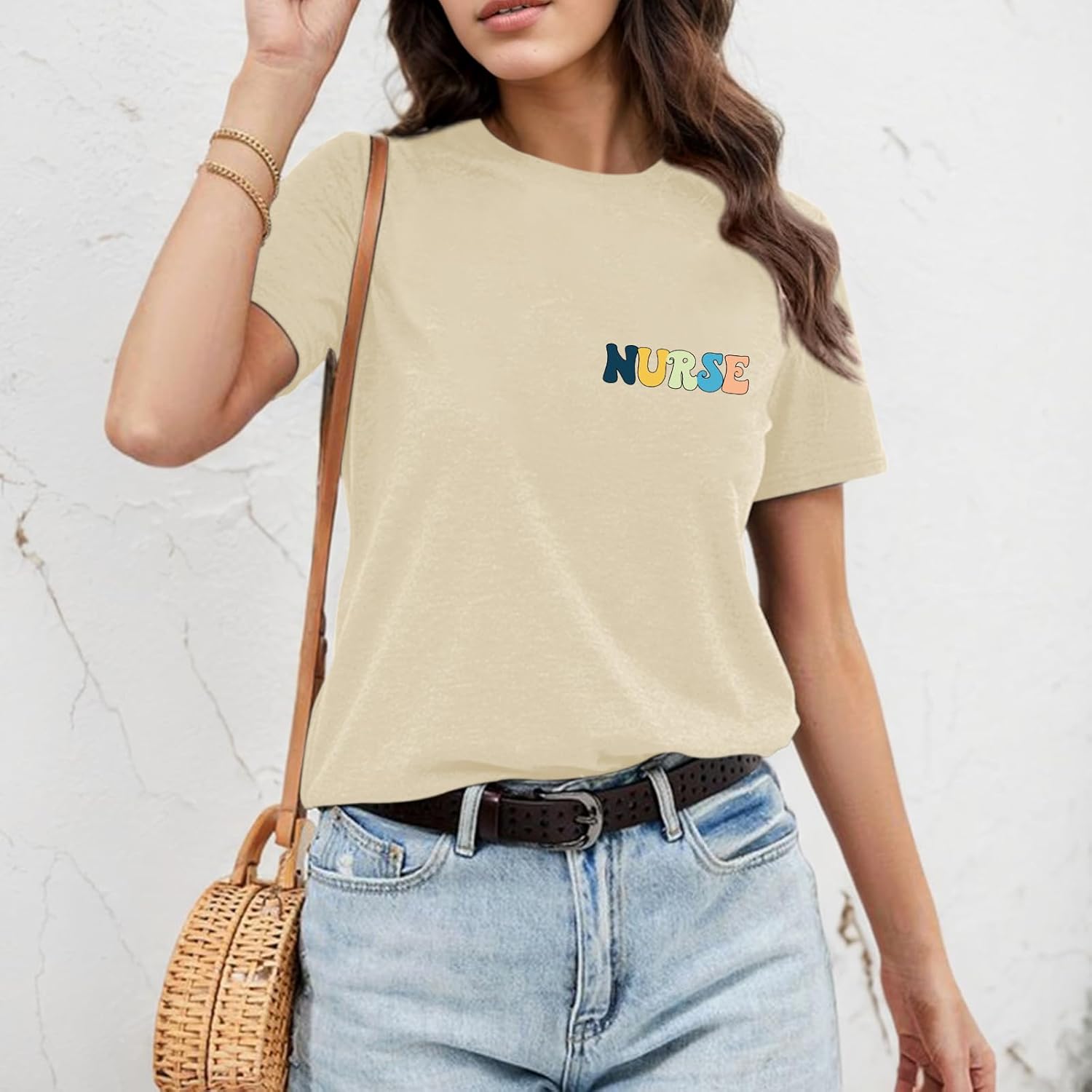 Nurse Graphic Shirts for Women Boho Floral Nurse Life T Shirt Stethoscope Oversized Graphic Tees Nurses Day Gifts - Image 3