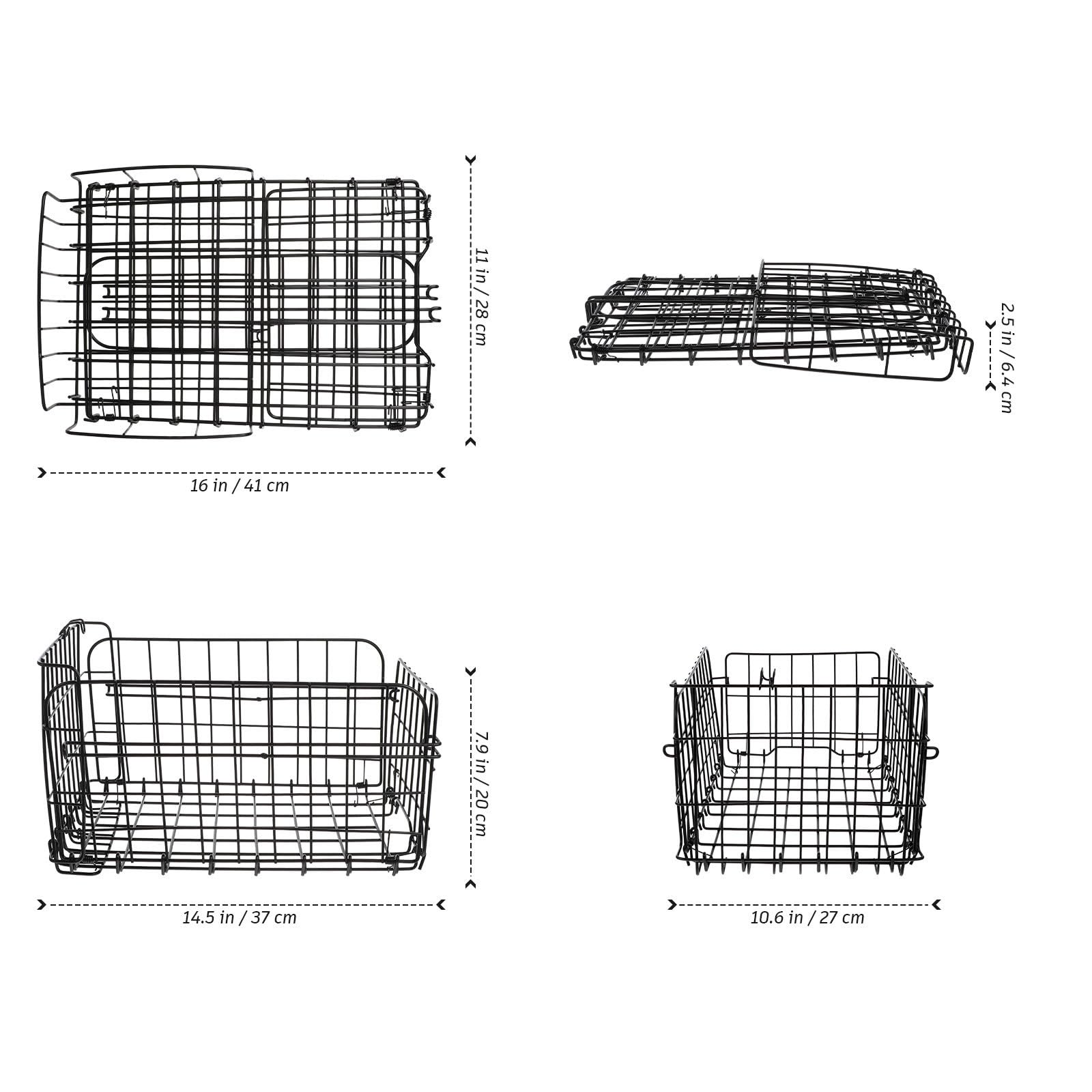 VOSAREA Panier de Rangement Noir Arrière d'acier Pliable en Fil Vélo de Conteneur Stable et Sûr Estivale pour Fête en Plein Air