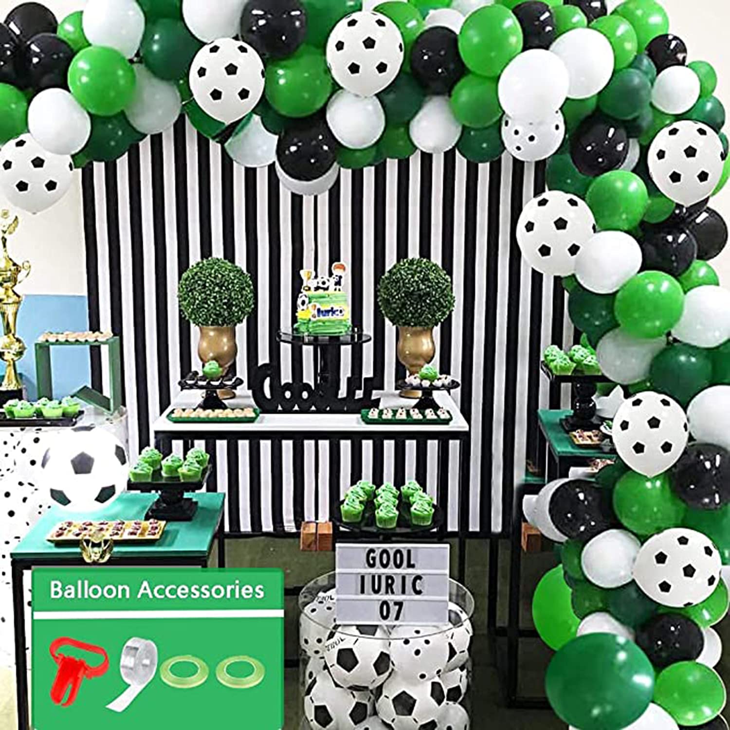 KASTWAVE Soccer Party Decorations Supplies, Soccer Birthday Party Supplies, 94pcs Soccer Party Supplies Decorations, Sports Theme Supplies, Sports Theme Supplies, Soccer Banner, Cake Topper