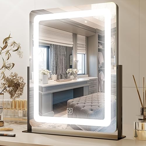 Miniatura 15 de PRIMETEK Espejo de tocador con luces, espejo de maquillaje grande de 22 x 19 pulgadas con luces, espejo de maquillaje con luz LED Hollywood, sensor