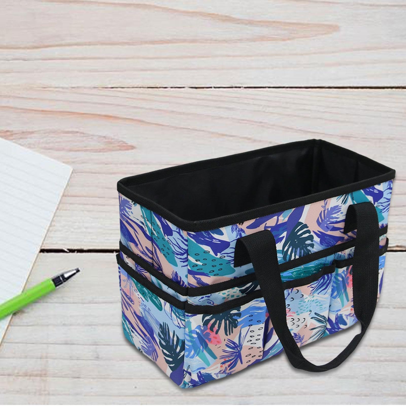 Sac Organisateur Artisanat Boîte Rangement Oxford Légère Poches Séparées pour Matériaux de Couture Maquillage Outils Créatifs Adapté Aux Enseignants A, Noir Blanc