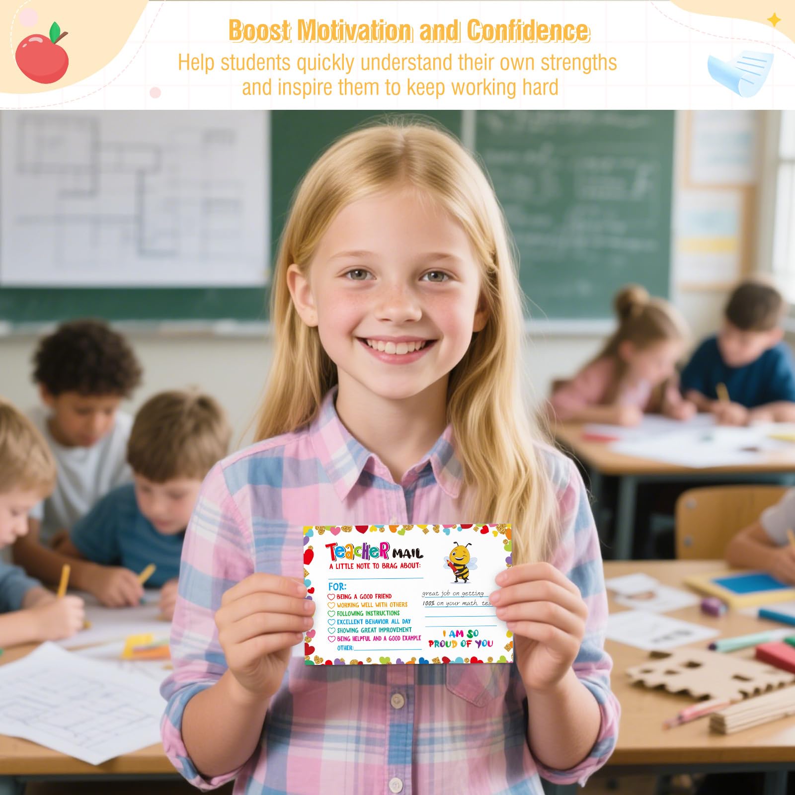Positive Notes Home Teacher Mail Postcards - 50 Pencil-Themed Note ...