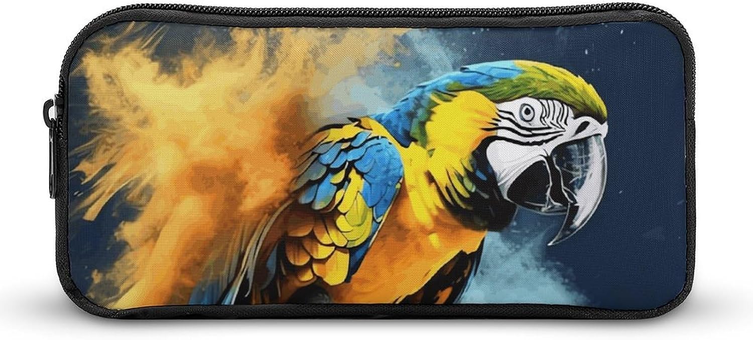 Bird Parrot Large Pencil Case, Pencil Pouch with Zipper