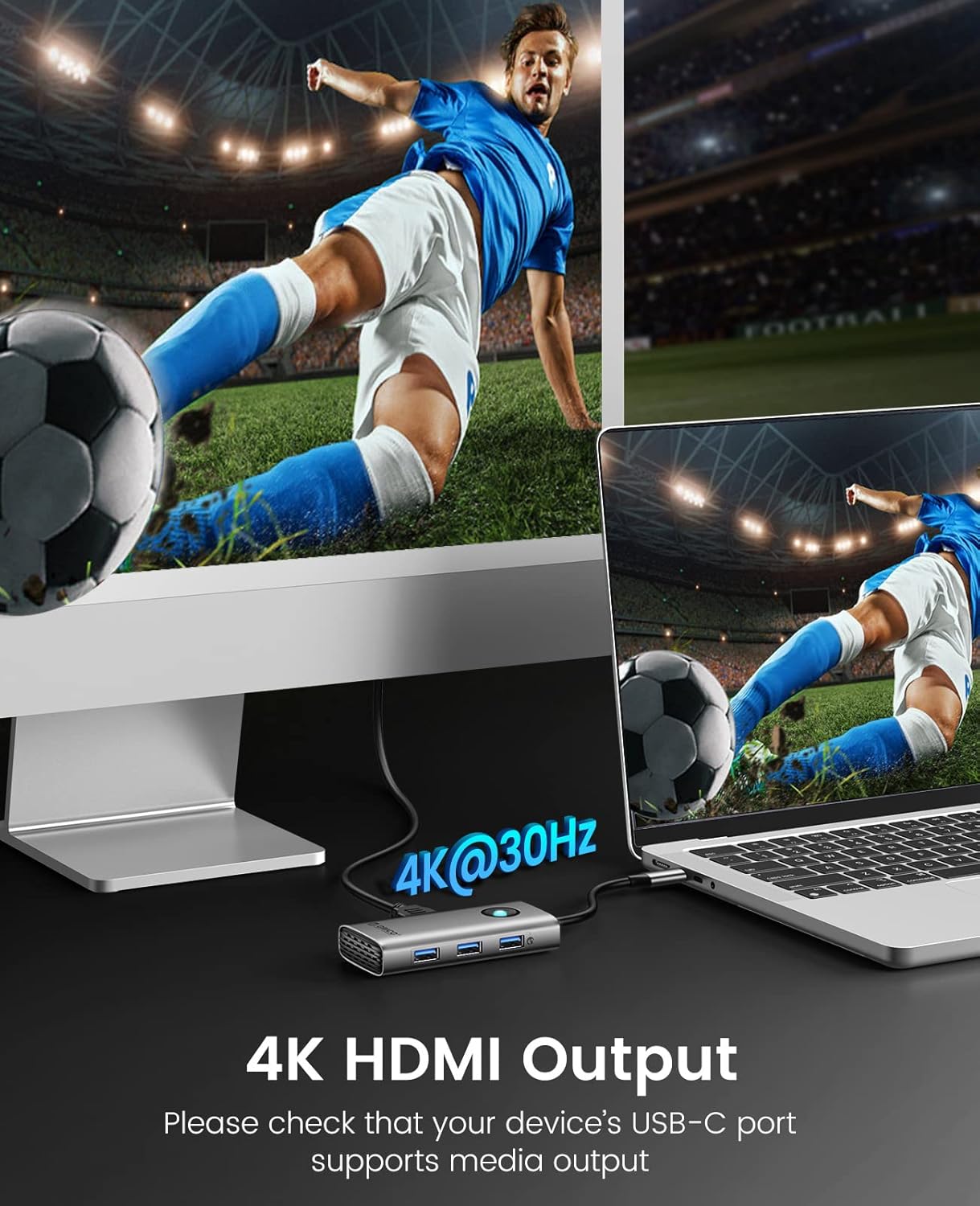 ORICO Docking Station, 6 in 1 USB C Dock con HDMI 4K, alimentazione 100W, Ethernet 2,5 Gigabit, adattatore multi-porta USB-A per MacBook Air, MacBook Pro, XPS e altro ancora Rose Gold - Immagine 5