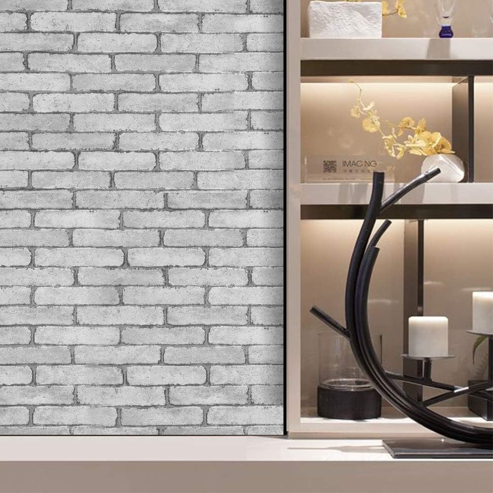 Dundee Deco AZ-B2600C_45 Distressed Dark Grey Bricks Peel and Stick Self Adhesive Removable Wallpaper, Roll 18 ft. X 18 in. (5.5m X 45cm), 26.6 sq. ft. (2.5 sq. m)