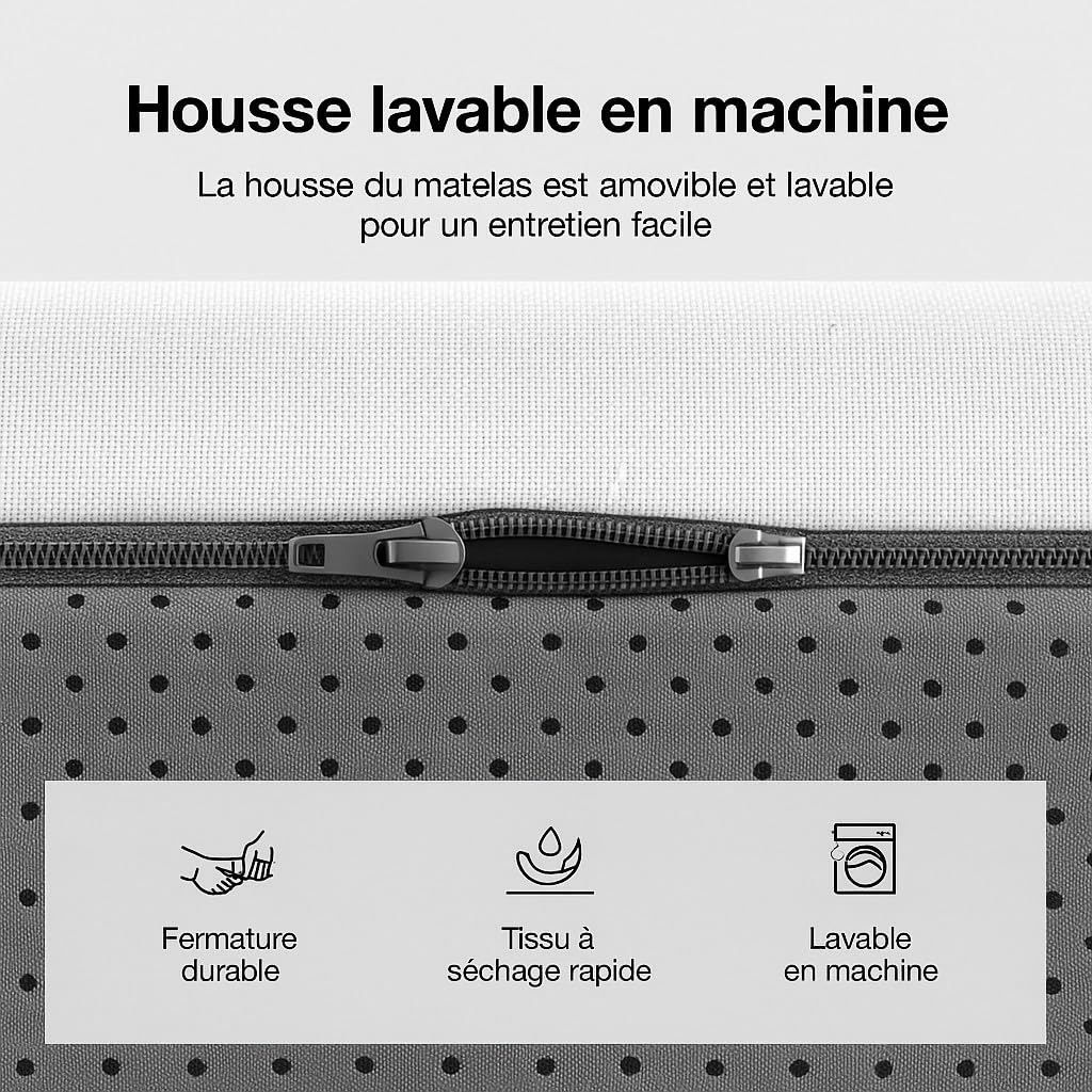 Novilla Matelas 90x200, 18 cm, Mousse à Mémoire de Forme en Gel 7 Zones, Mousse en Fibre de Bambou, Lit d'Adulte et d'Enfant, Confort Mi-Ferme, Amovible et Lavable, Ultra Respirante