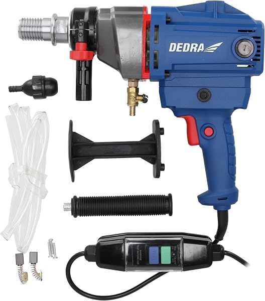 Wiertnica do betonu śr.max 130mm 1700 W, DEDRA DED7615, prędkość obrotowa do 1990 RPM, bezudarowe wiercenie w różnych materiałach budowlanych, wyłącznik PRCD, Miękki rozruch, Rękojeść pomocnicza