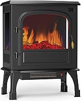 Sweetcrispy 26" Freestanding Electric Fireplace Heater with 3D Flames, Remote, 12H Timer, Overheat Protection - Safe Indoor Space Heater, Black