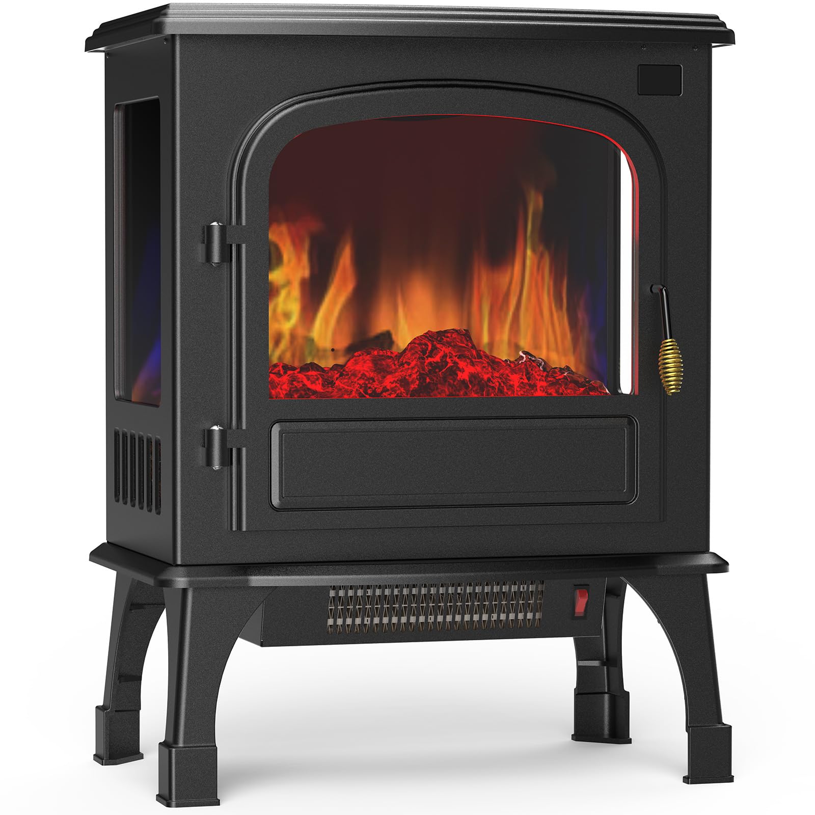 Photo 1 of ***DAMAGE -SELLING AS NON-FUNCTIONAL*** Sweetcrispy Freestanding Electric Fireplace Heater, 26” Indoor Fireplace with 3D Flame Effect, Overheating Safe Design, Energy Saving Space Heater with 12H Timer & Remote for Living Room, Bedroom, Black