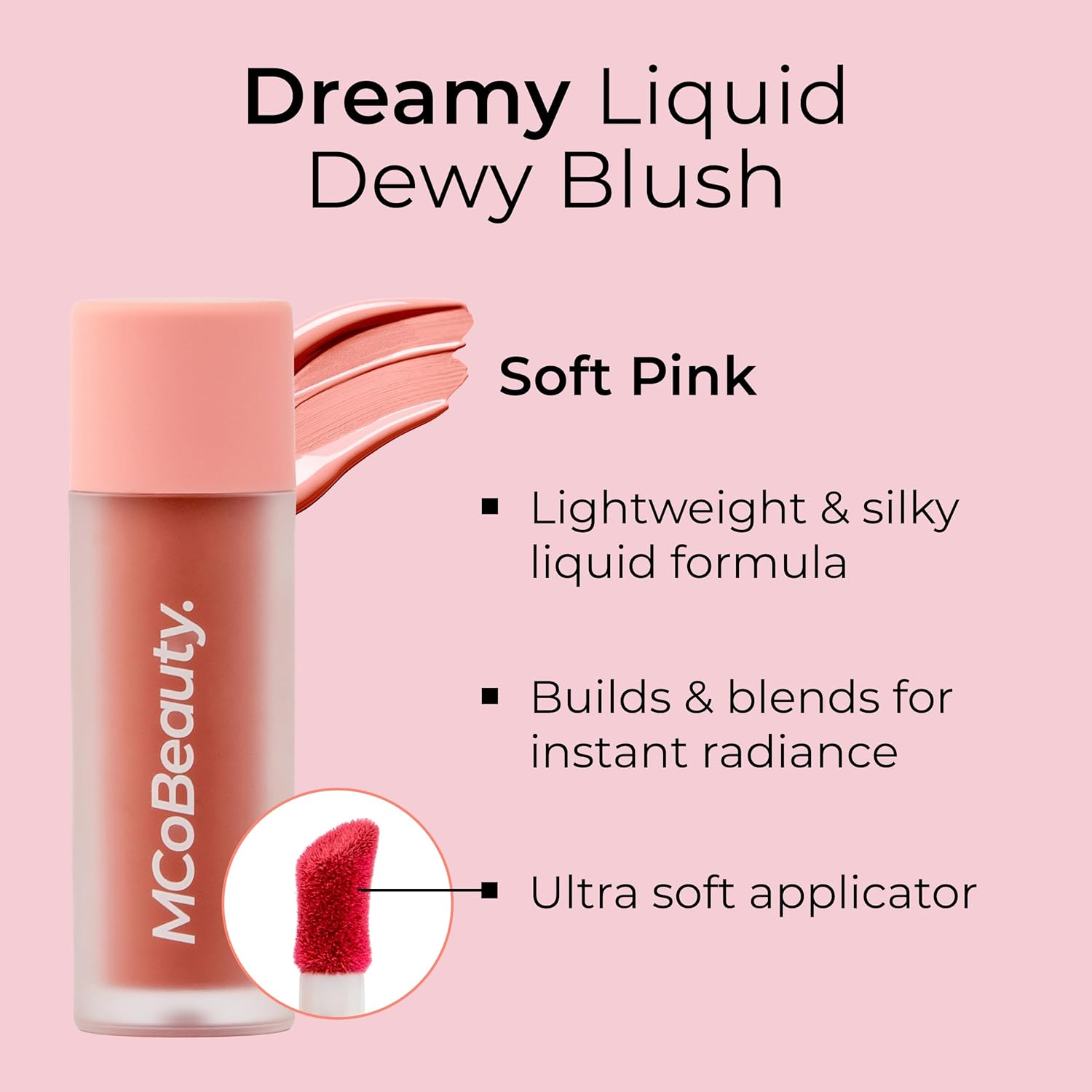 MCoBeauty - Dream Liquid Dewy Blush for Cheeks - Soft Pink Radiant Flush Shade - Fresh Glowing Cheeks - 4.6ml - Vegan, Cruelty Free - Face Makeup, Blush Liquid - Image 3