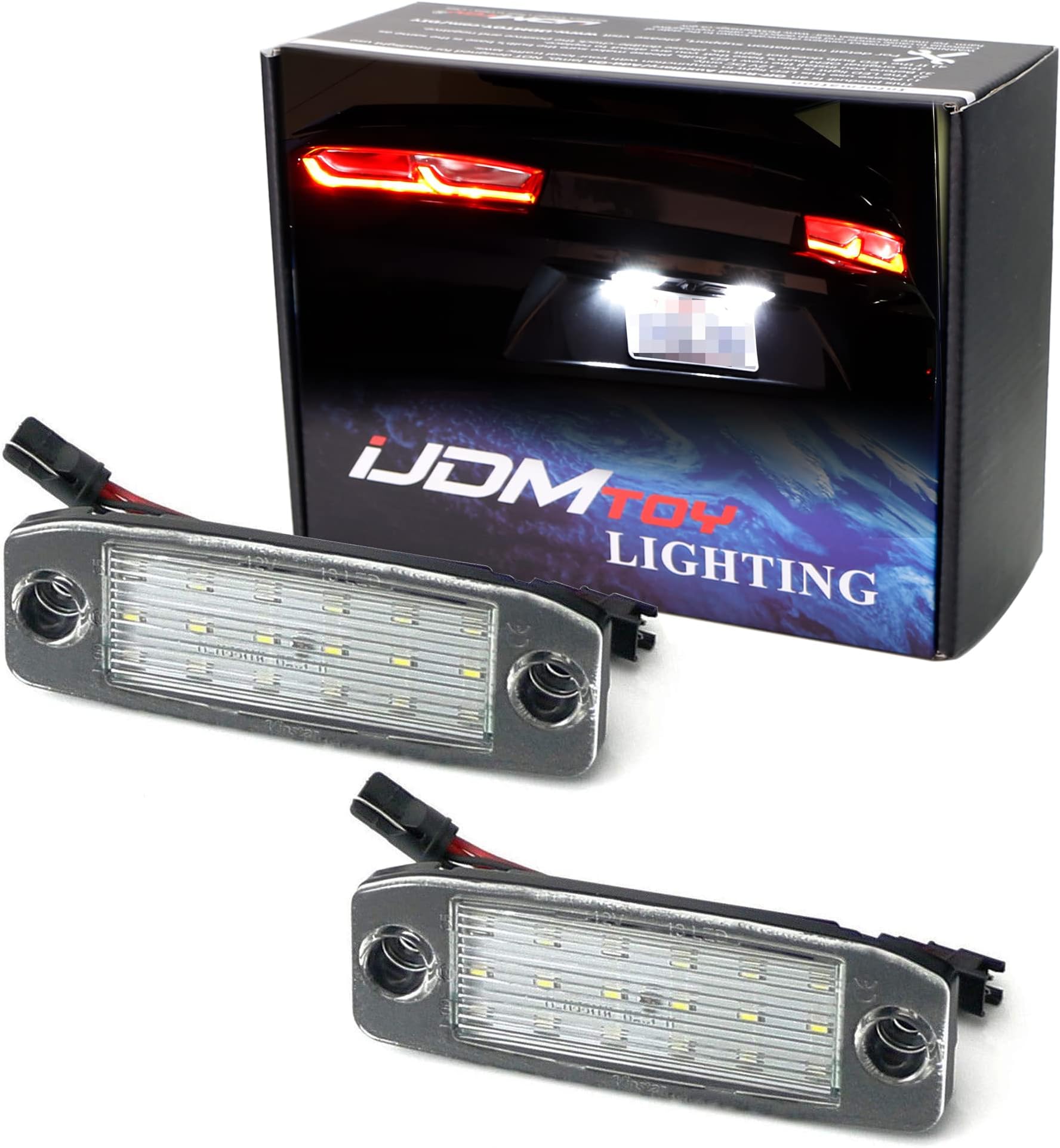 iJDMTOY iJDMTOY (2) Xenon White LED License Plate Lamps for 05-09 Hyundai Tuscon & 11-16 Kia Sportage, Great as OEM (Powered by 18 Pieces of 3W SMD LED Lights)