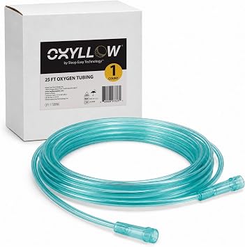 Oxyllow Premium 25 FT Oxygen Tubing - 1-Count - 6-Channel Kink-Resistant Air Flow - High-Visibility Green Tint - Universal End Connectors - Durable, Medical Grade Oxygen Therapy Accessory