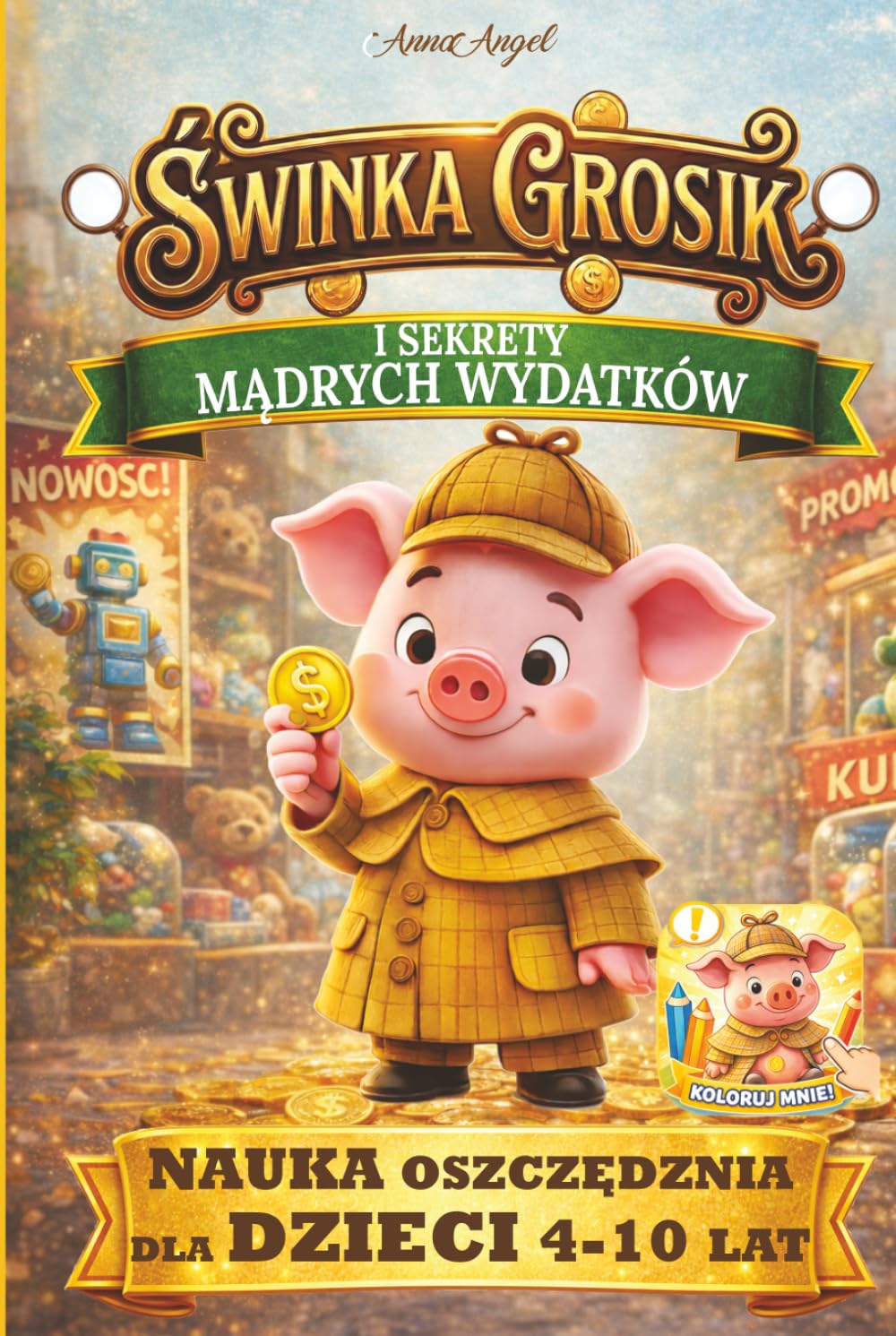 Świnka Grosik i Sekret Mądrych Wydatków: Baśniowa opowieść o mądrych wyborach i oszczędzaniu (Świnka Grosik – Kolorowanki dla dzieci)