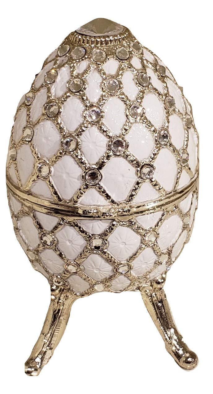 Pearly White Egg Shaped Musical Jewelry Box with Crystallized Swarovski Elements playing A Time for Us