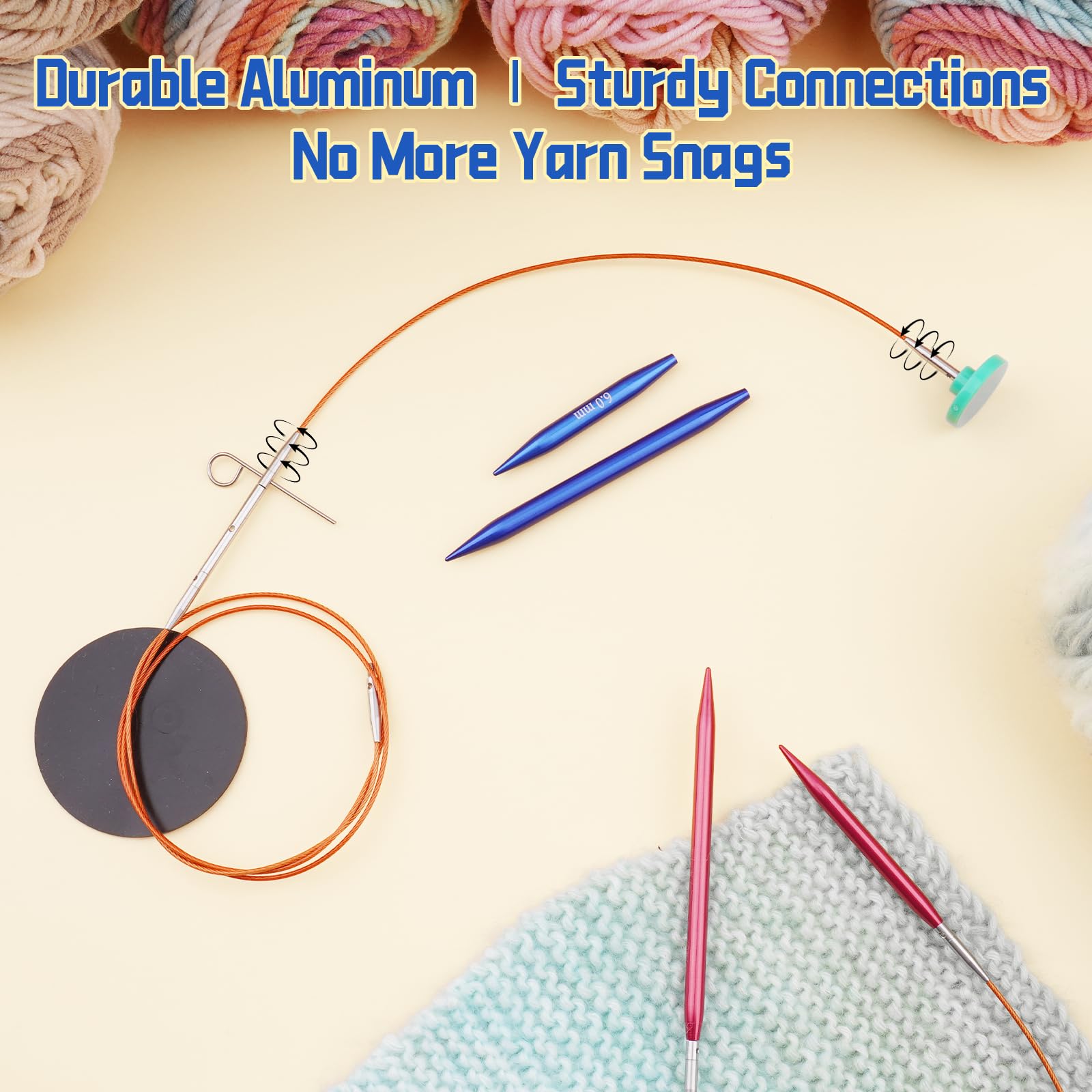 Weabetfu Shortie austauschbares Rundstricknadel-Set, 5,1 cm/8,6 cm