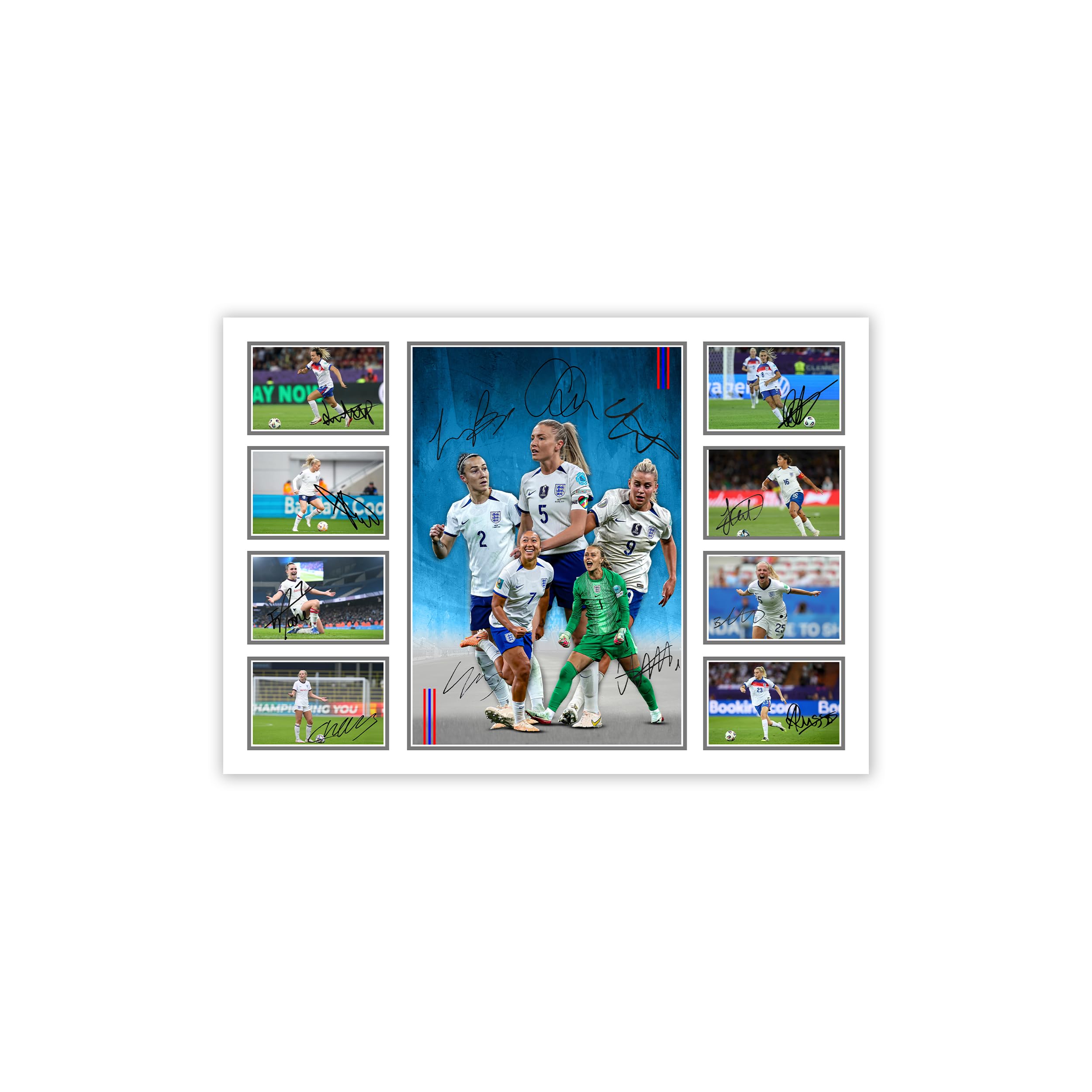 England Women’s Football 2025 Squad Collage Signed Poster Print - Limited Edition Autograph Fan Gift – Collectible Memorabilia Wall Art Merchandise (A3 Unframed)-image-8
