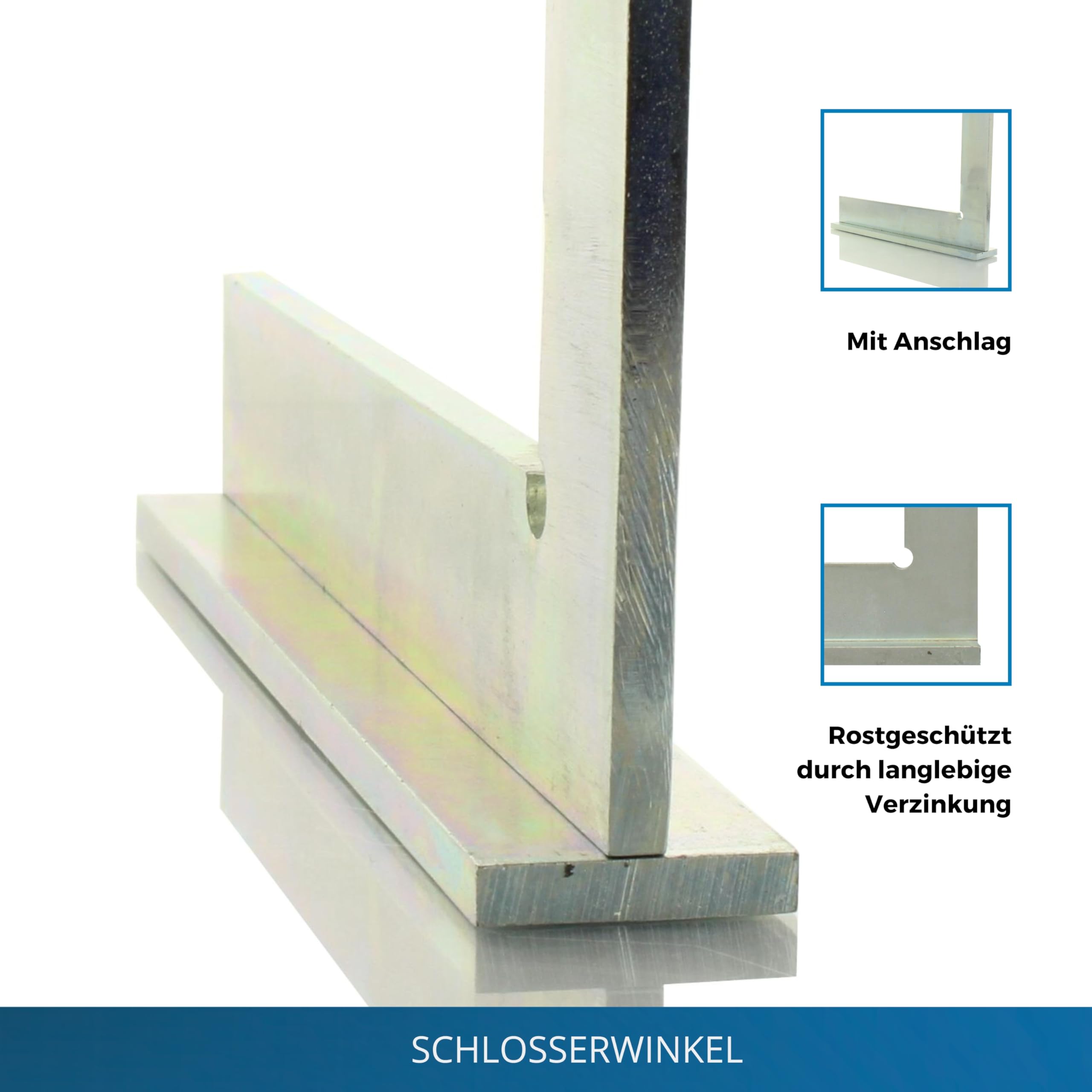 Schlosserwinkel mit Anschlag - Winkel Anschlagwinkel aus verzinktem Stahl, rechter Winkel Werkzeug 1000 x 500mm