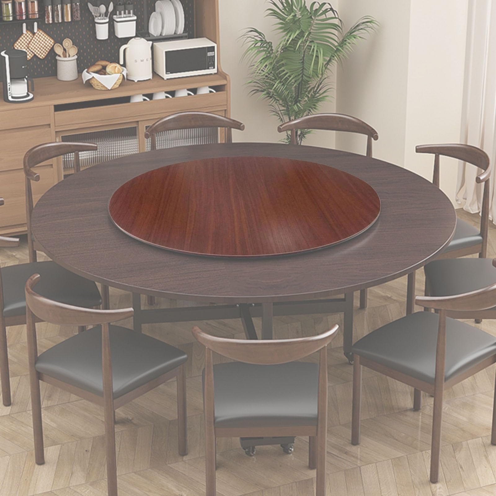 Large Wooden Dining Table Turntable Lazy Susan Rotating Serving Tray - Round Table Service Tray for Kitchen Display and Entertaining