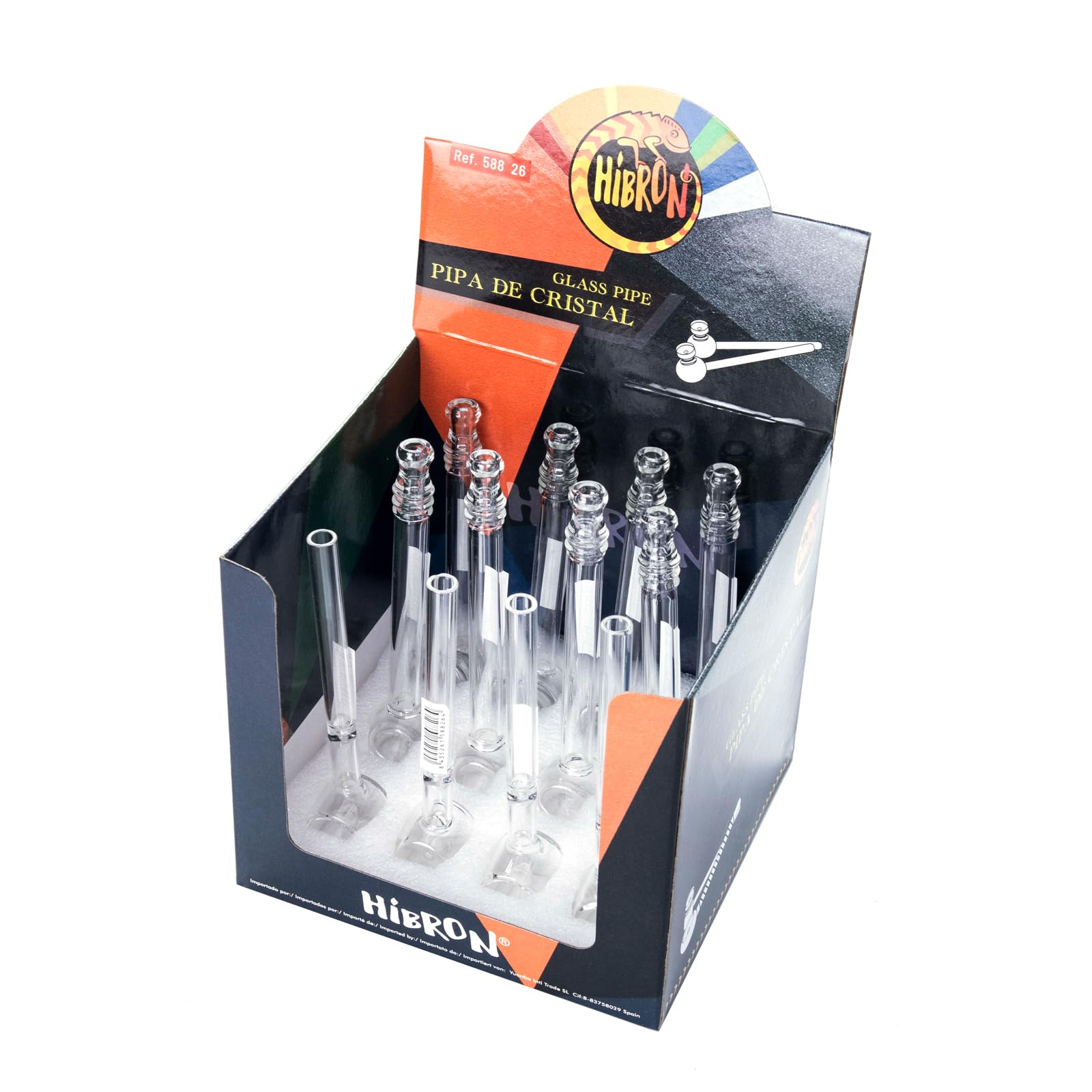 HIBRON Pipa de Vidrio para Fumar, Portátil, Fácil de Limpiar y Llevar, Ideal para una Experiencia de Fumado Relajada (Pequeño, 12)
