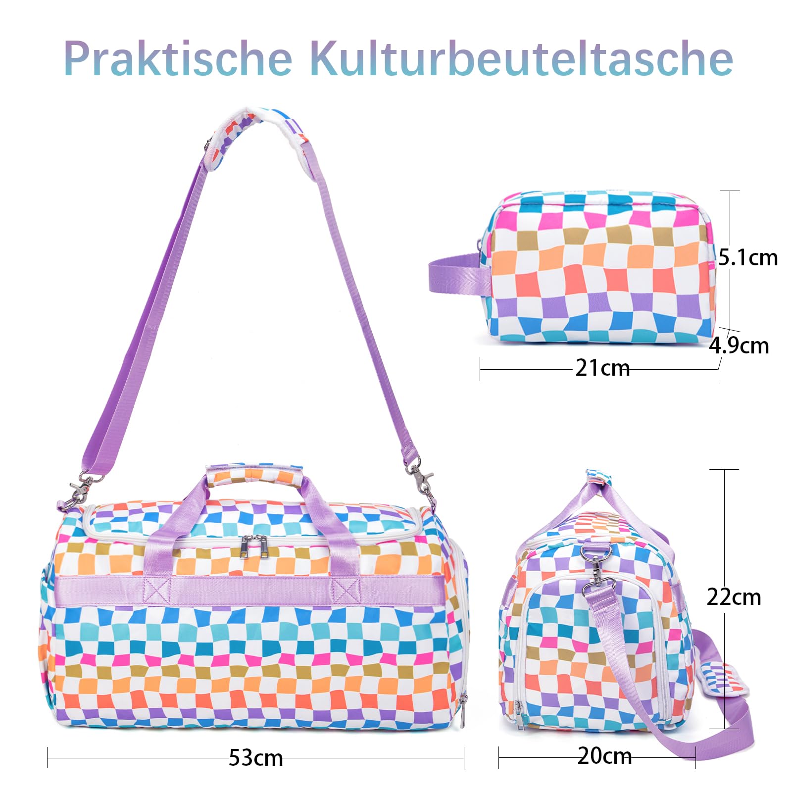 Bosidu Sporttasche für Damen & Herren, Große Reisetasche mit Schuhfach & Nassfach, Leichte Weekender Tasche, Fitness Tasche für Sport, Gym, Reise & Übernachtung