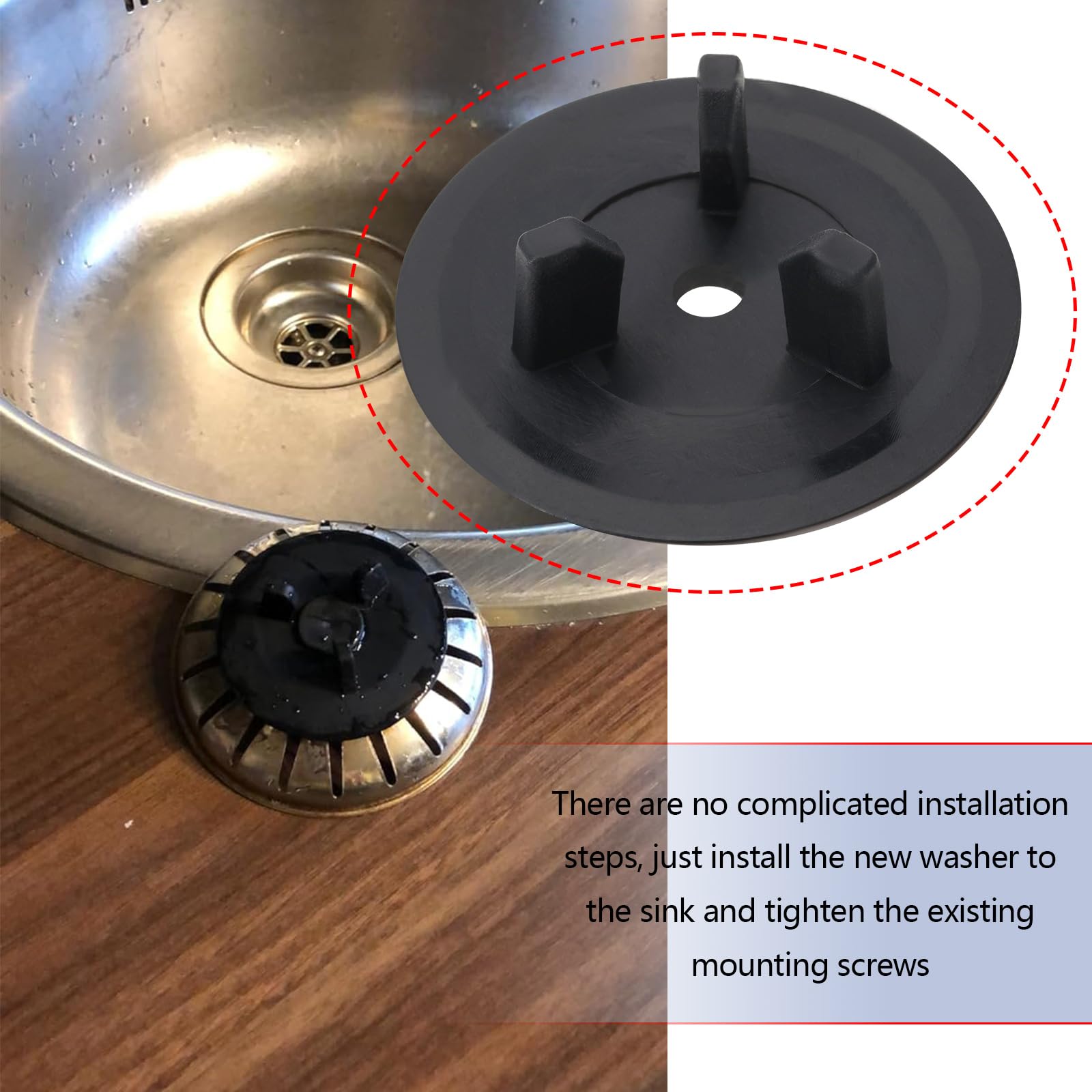 LT Easiyl 4pcs 55mm Sink Cover Sealing Rubber Gasket Replacement Drain Seal Compatible With IKEA Altant Domsjö Kitchen Accessories Black - Image 3