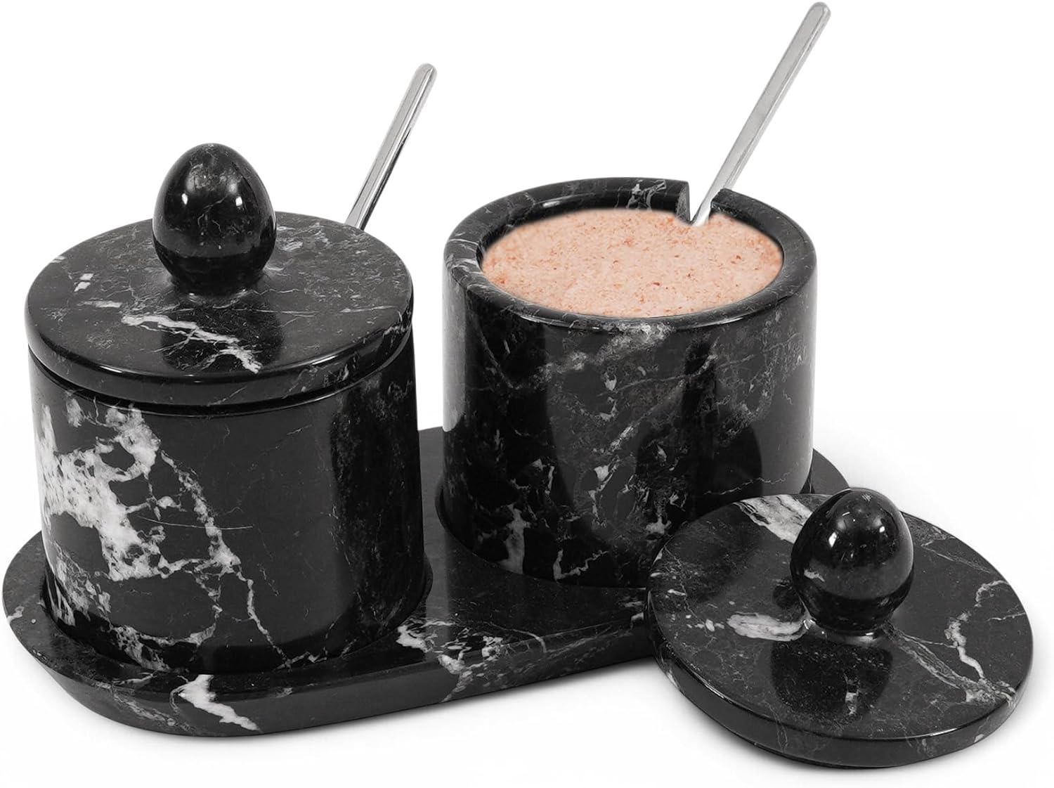 Marble Salt Cellars with Lid (Set of 2)