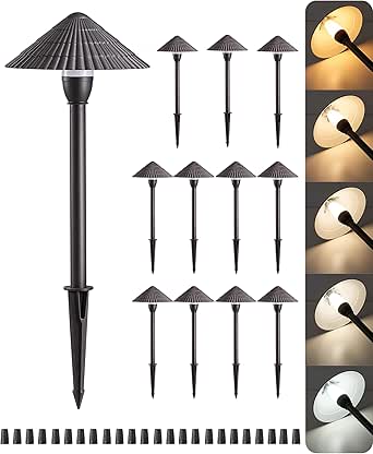 EDISHINE 5CCT Low Voltage Landscape Lights, 12 Pack, 2700K-5000K LED Pathway Lighting