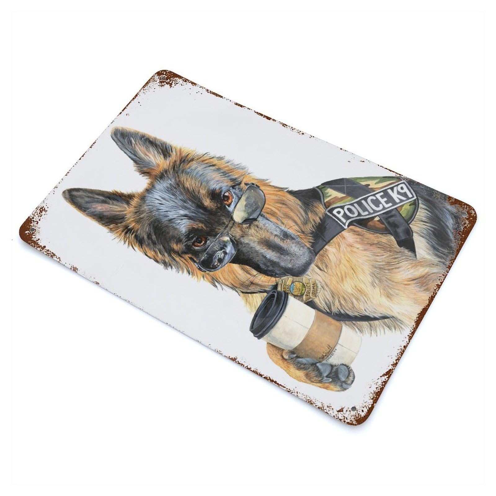 Retro Metal Sign K9 Coffee 11.8"x7.9", Retro Wall Decor for Living Room, Hallway And Home Decor