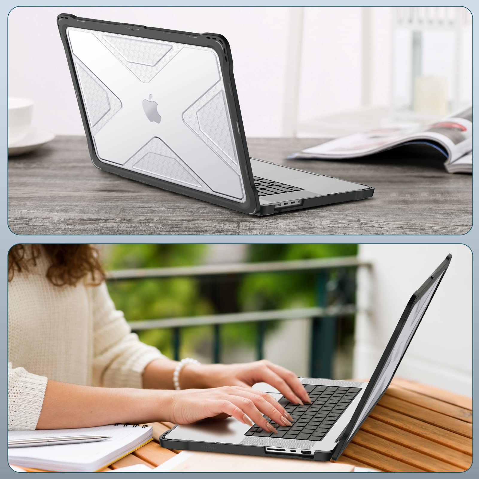 Fintie Hülle Kompatibel mit MacBook Pro 16 (2026-2021) M5 M4 M3 M2 M1 Pro/Max A3428 A3429 A3186 A3403 A2991 A2780 A2485, Ganzkörper-Rugged Schutzhülle TPU Stoßstange Case, Transparent