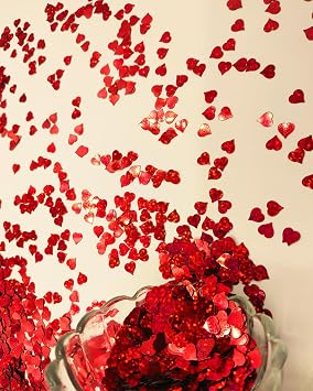 Heart Confetti Bulk - Glitter Hearts Shaped Sprinkles for Weddings, Valentines Day Decorations, Photo Shoots, Envelope Stuffing, Party Supplies & Memory Keepsakes Red
