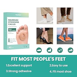Welnove 42pcs Callus Pad with Water-Resistant Self-Stick Adhesive, Protects Foot, Heel and Toes from Rubbing and Friction,Oval Shape Design,Reduce Pressure and Friction from Shoes Rubbing-Skin Color