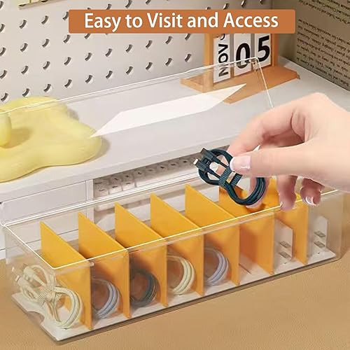 Miniatura 3 de Paquete de 3 cajas organizadoras de cables transparentes con tapa, organizador de almacenamiento de cable de carga de plástico, organizadores de