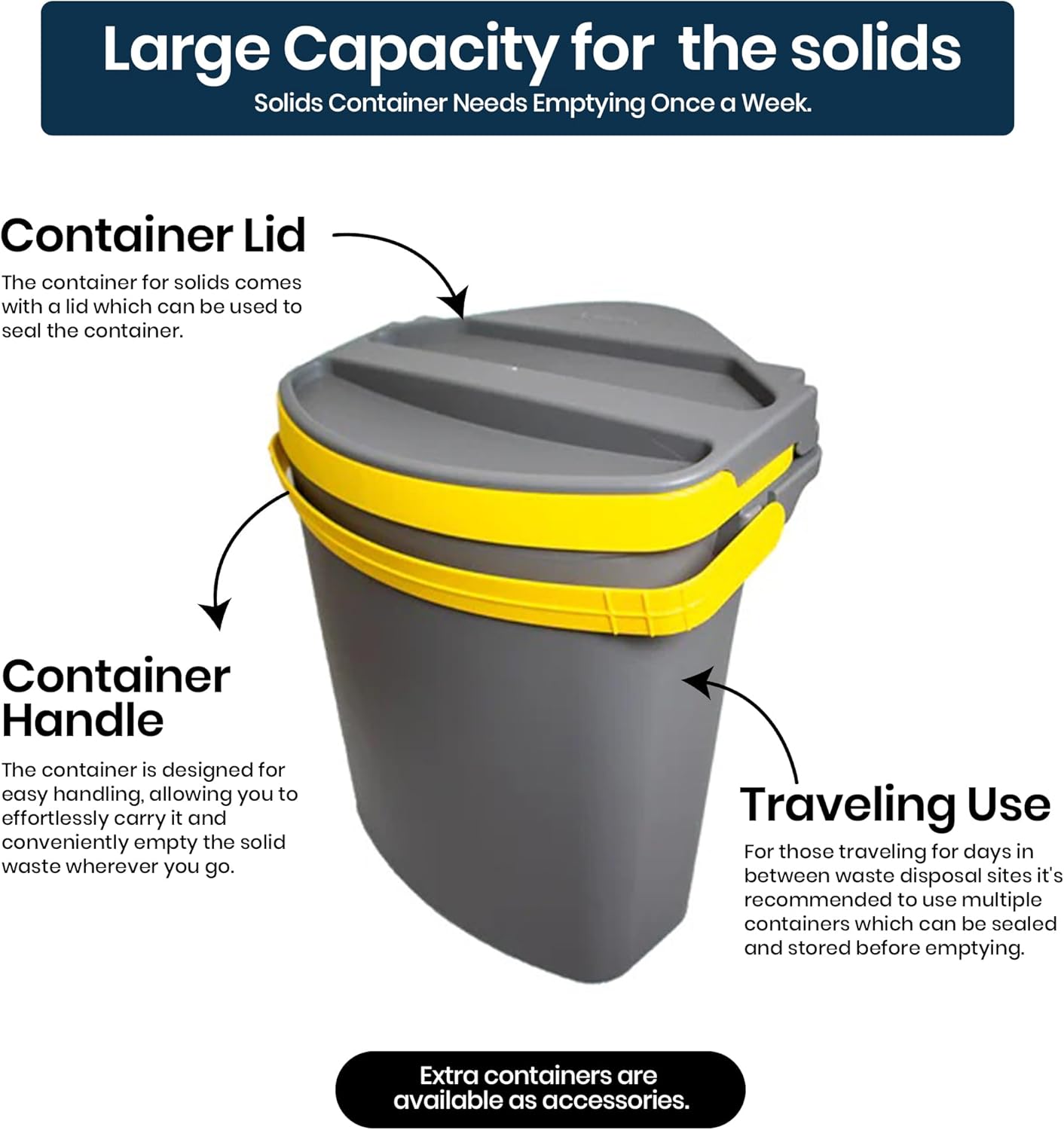 Solid waste container with lid and handle