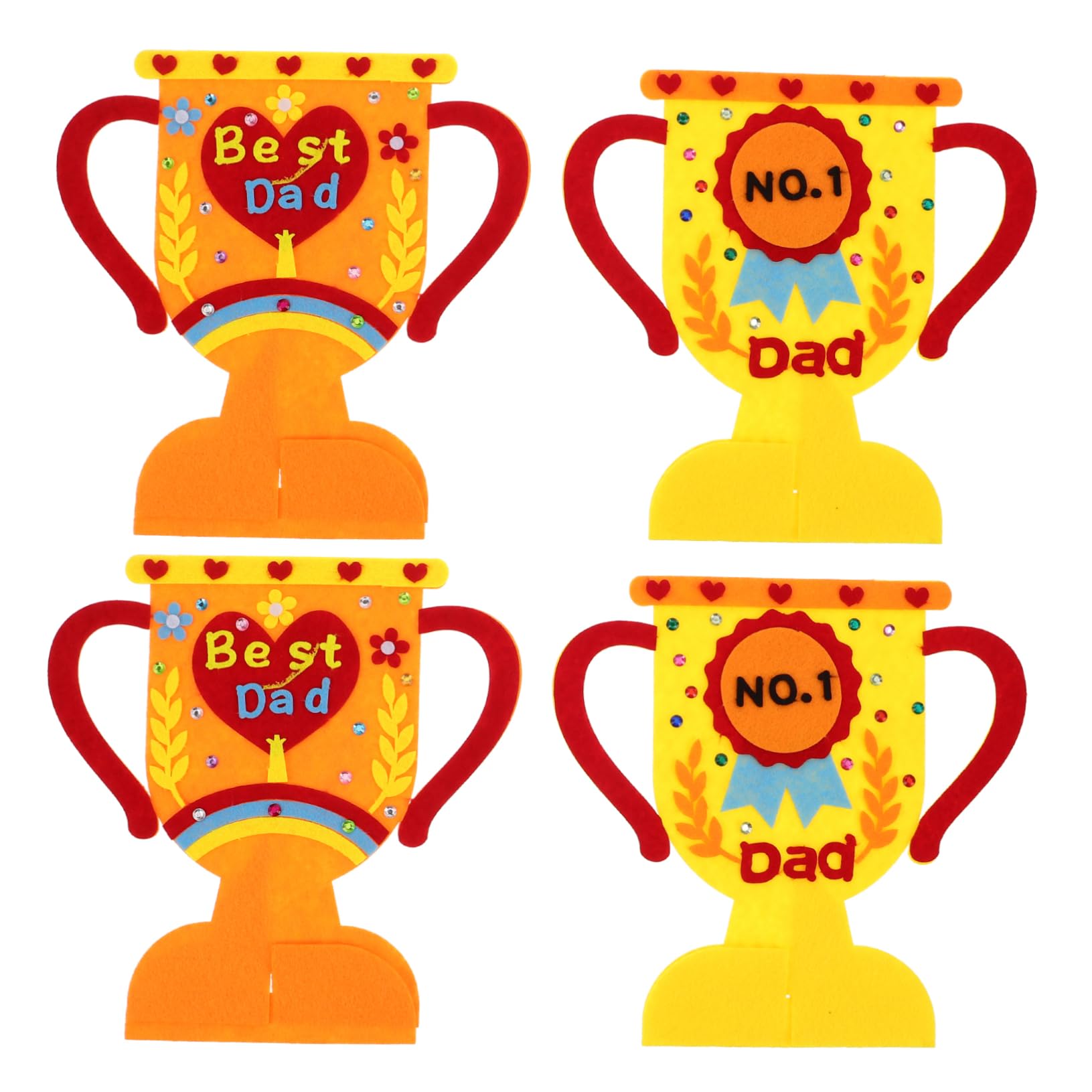 Hemoton Handmade Birthday Trophy for Dad 4pcs Craft Kit Present Fathers Day Present Craft Kit Fathers Day Card Color