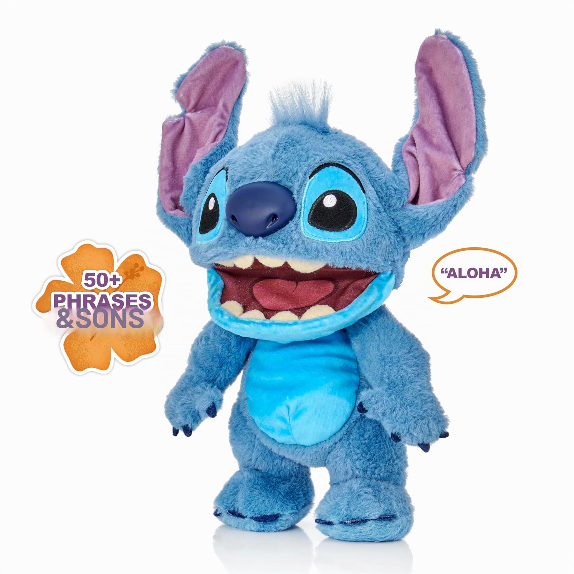 WOW! Stuff Disney Chatty Stitch Deluxe Puppetronic, poupée animatronique Interactive avec Plus de 50 Sons, Parle et Bouge, Taille Environ 30 cm, pour Enfants et Adultes