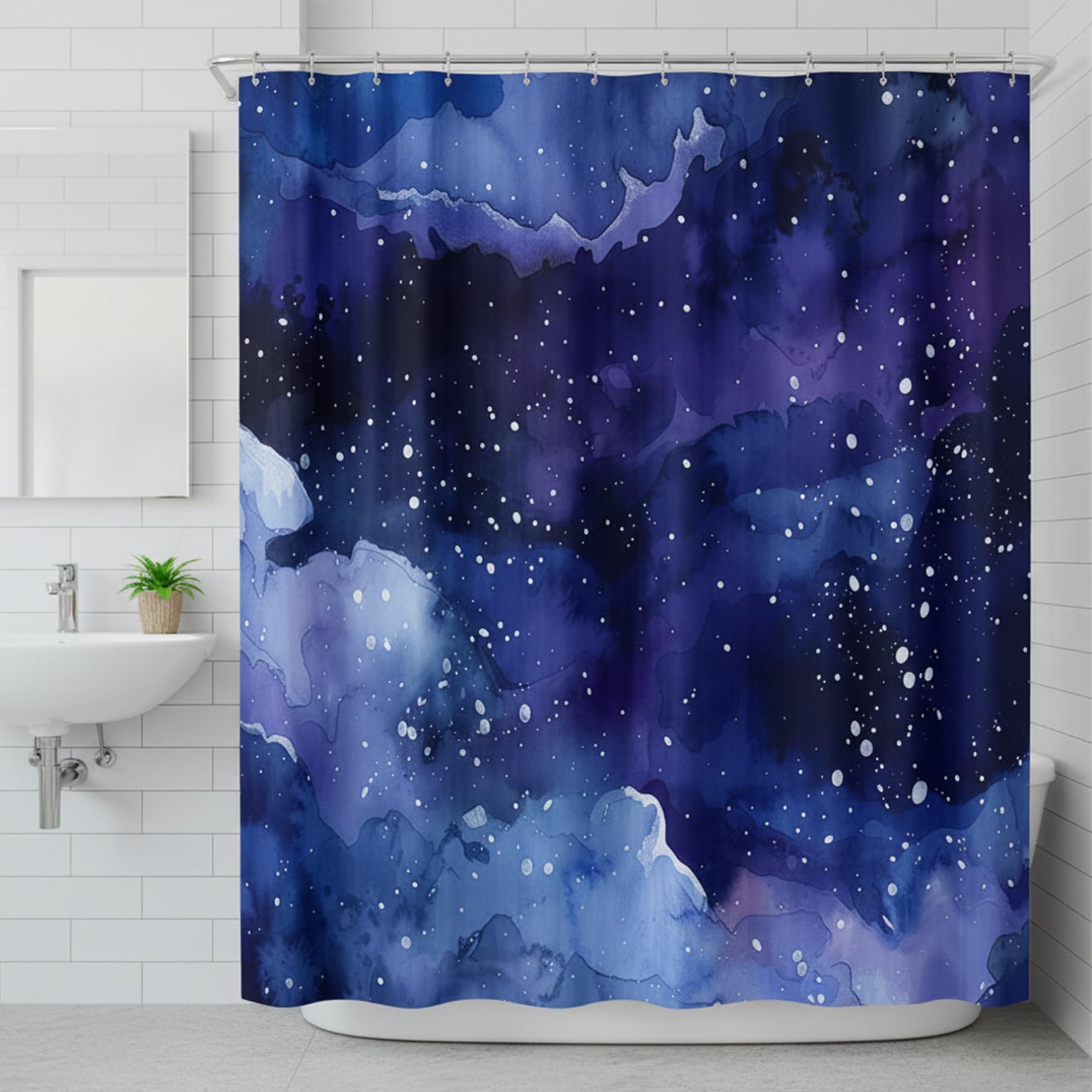 Rideau de douche imperméable Nuit Étoilée 180x180cm avec crochets inclus pour salle de bain