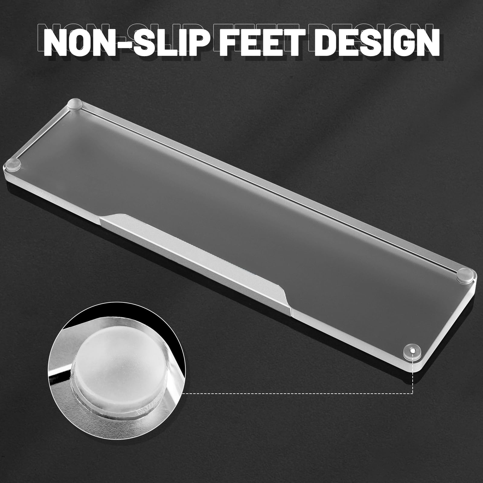 Poggiapolsi Tastiera Acrilico Trasparente - Per Tastiere Compact 60% | Design Ergonomico Con Logo Alluminio - Foto 4