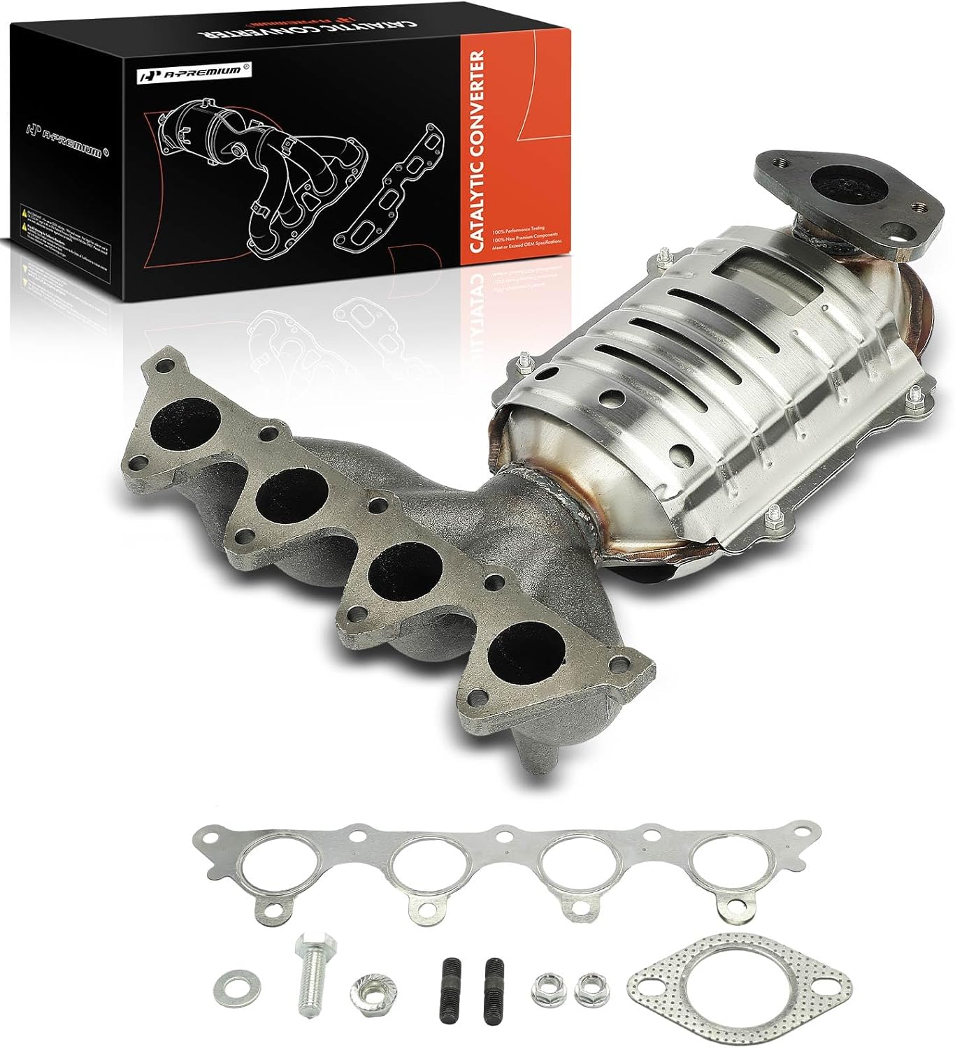 A-Premium Front Exhaust Manifold Catalytic Converter Kit Direct-Fit Compatible with Hyundai Accent & Kia Rio, Rio5, 2006-2011, 1.6L, EPA Compliant, Replace# 2851026190, 2851026390
