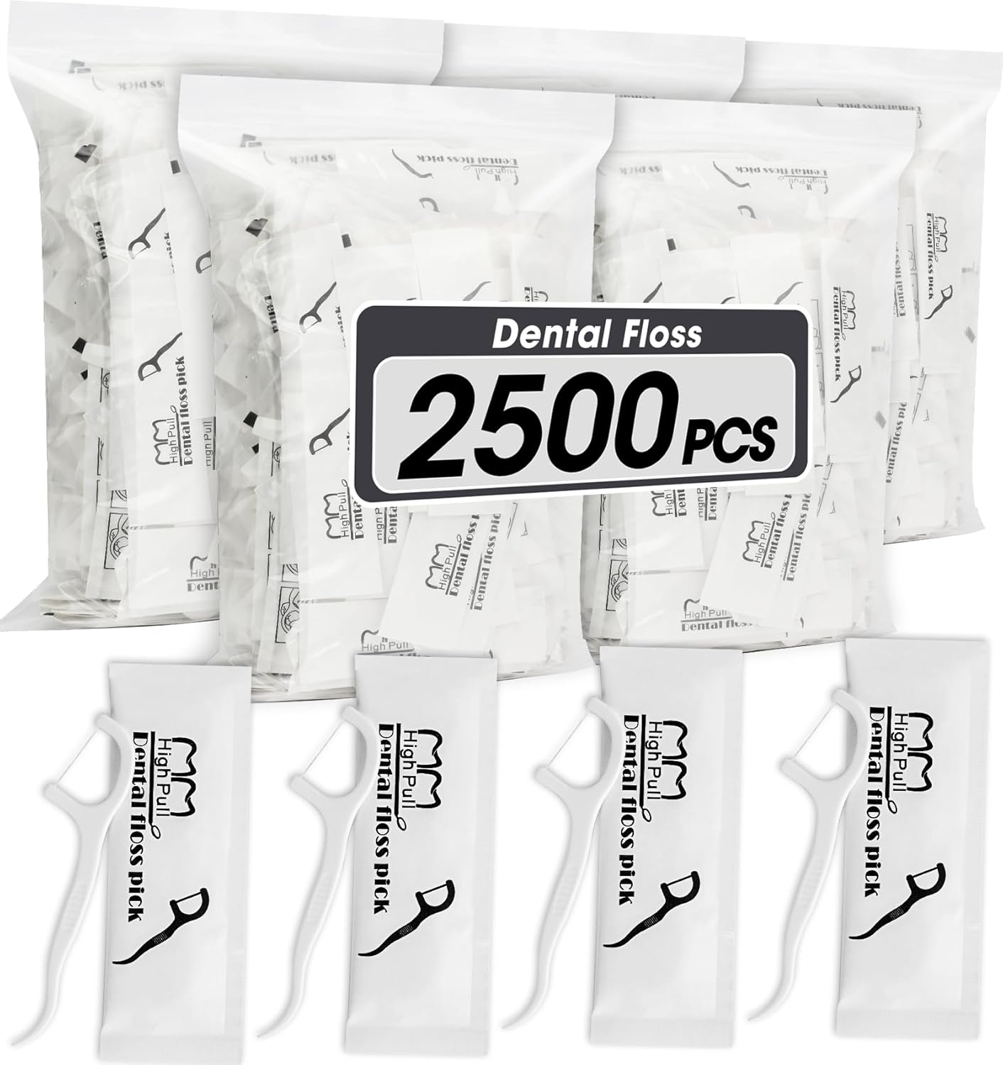 AZEN 2500 Count Dental Floss Bulk, Individually Wrapped Floss Picks, Toothpicks Flossers for Adults, Ideal Travel Flossers for Deep Cleaning