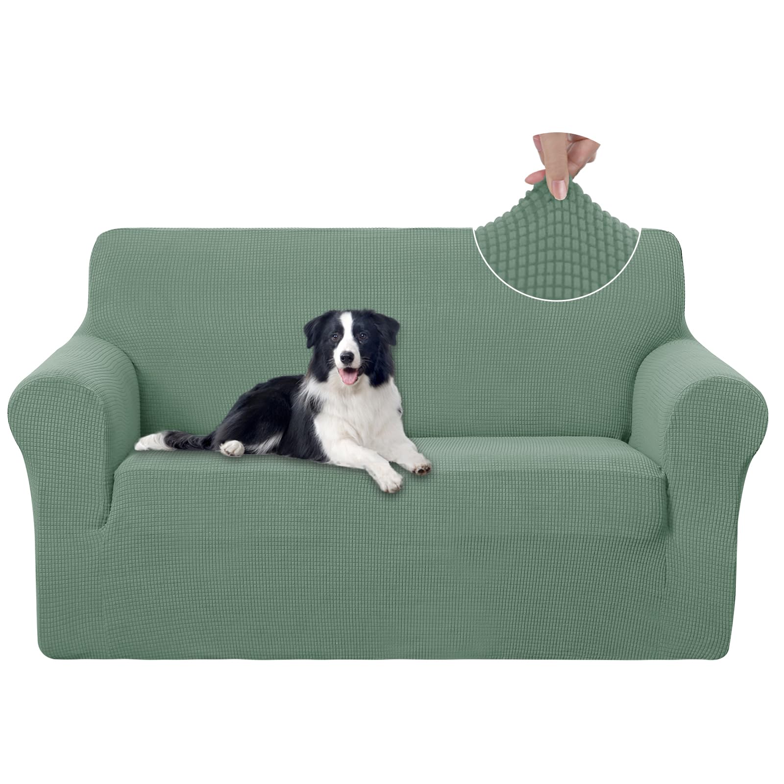 U-NICE HOME Loveseat Cover Stretch Couch Cover Sofa Cover Sofa Slipcover Furniture Protector for 2 Cushion Couch Sofa Pet Friendly(Loveseat, Olive