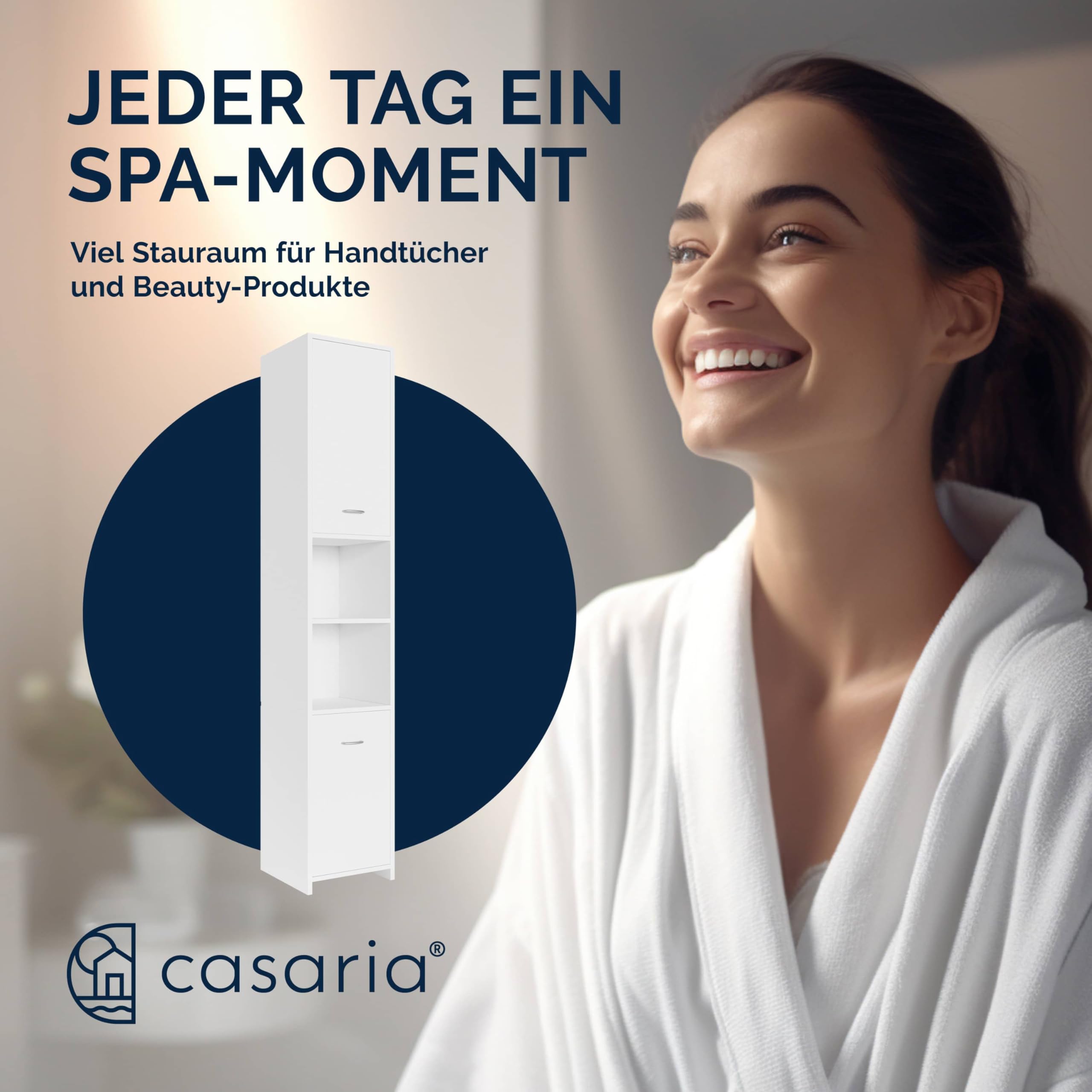 Casaria® Badezimmerschrank 30cm Breit Hochschrank Weiß 6 Fächer Verstellbar 2 Türen Mit Magnetverschluss Stehend Bad Regal Badmöbel Schmal Holz
