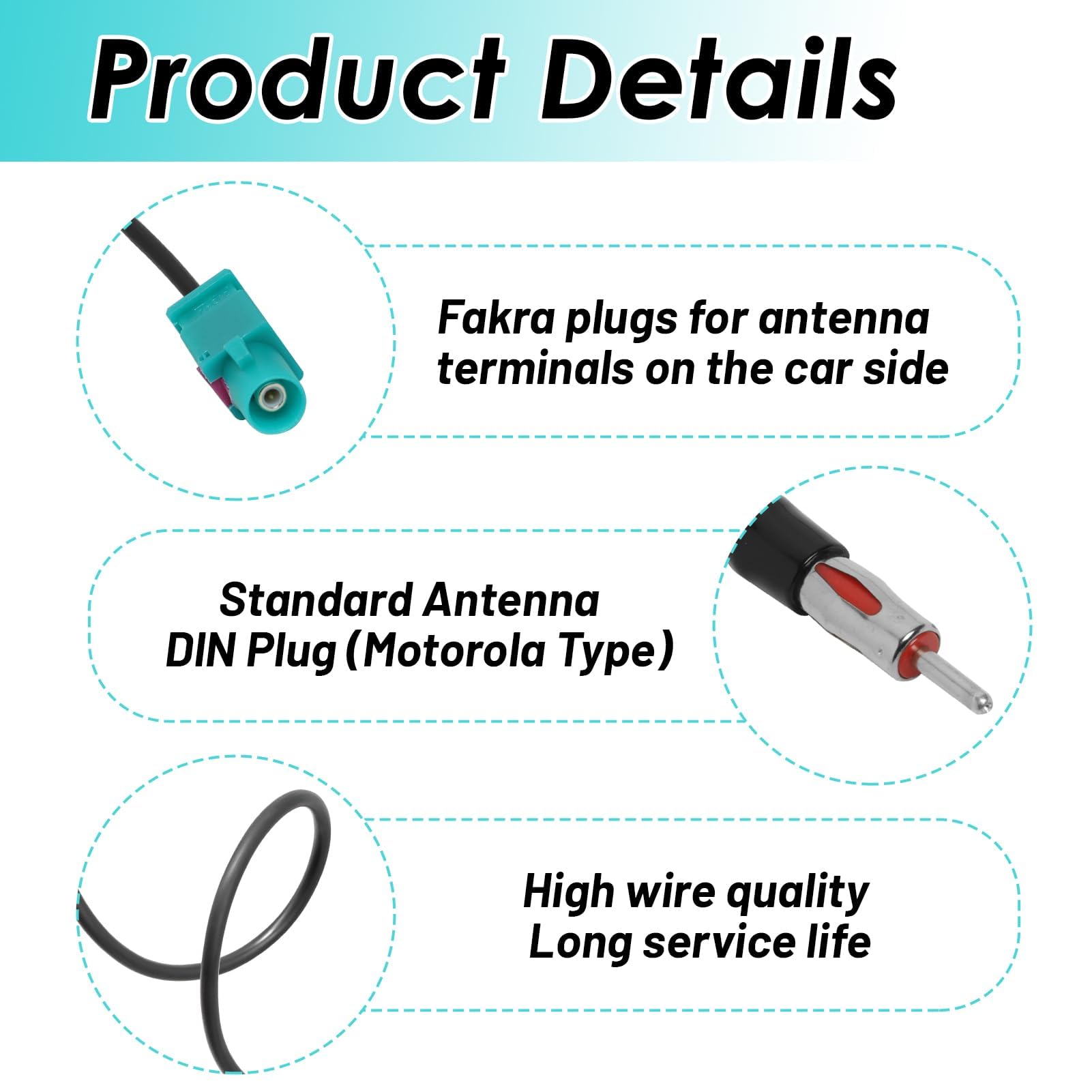 Adattatore Antenna Auto Radio - Cavo Doppio Connettore Fakra A Spina DIN Maschio, 46 Cm, Per Adattatore Antenna Auto Radio - Cavo Doppio Connettore Fakra A Spina DIN Maschio, 46 Cm, Per
