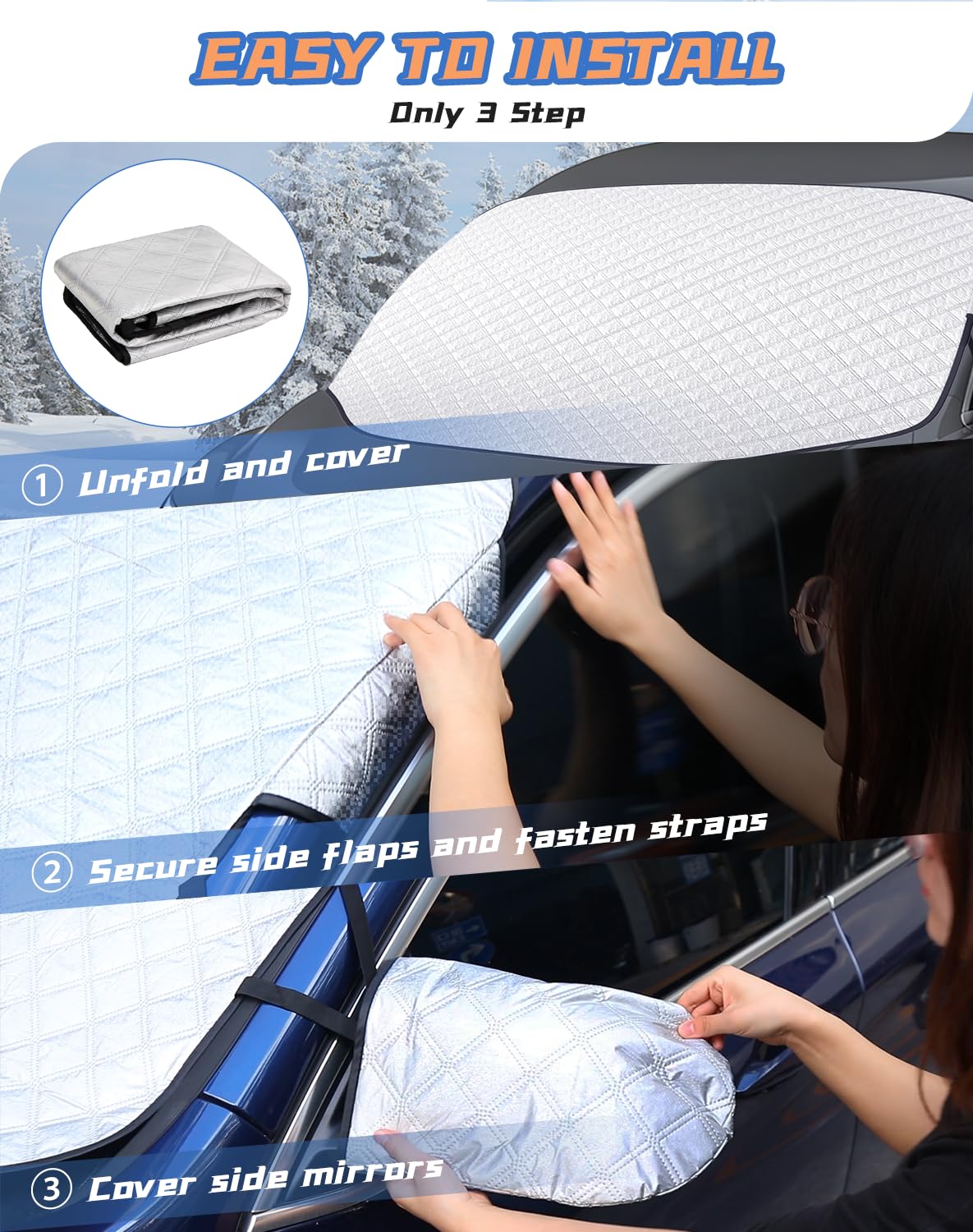Housse De Pare-brise Magnétique Universelle - Protection Contre Neige, Glace, Soleil Et UV (148x120 Cm) - 5