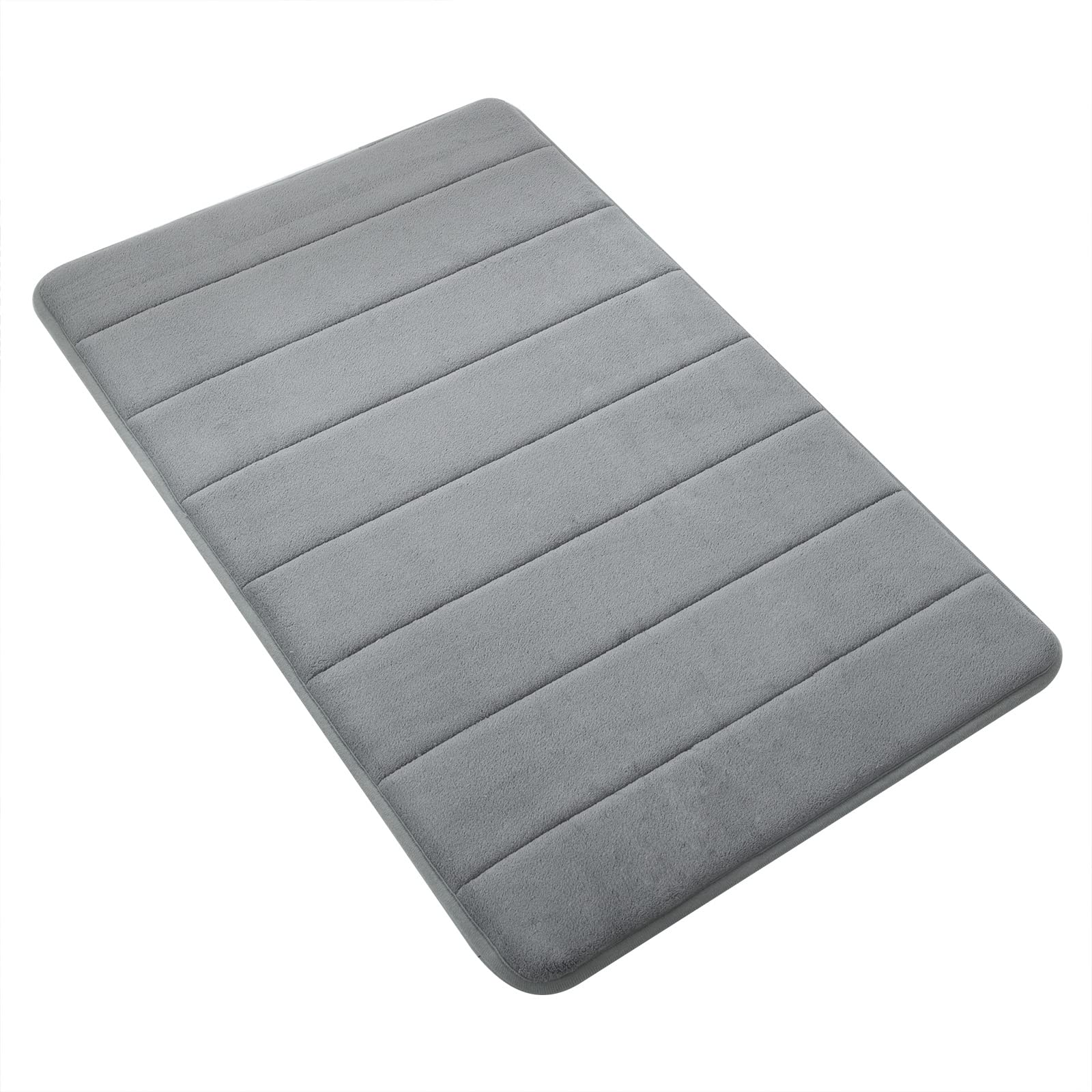 EGYPHY Memory Foam Bathroom Rug Bath Mat 17 x 24 inches Non Slip Soft Absorbent Super Bathroom Carpet Large Thick Bath Runner for Tub Shower Bath Room Floors Kitchen-Grey