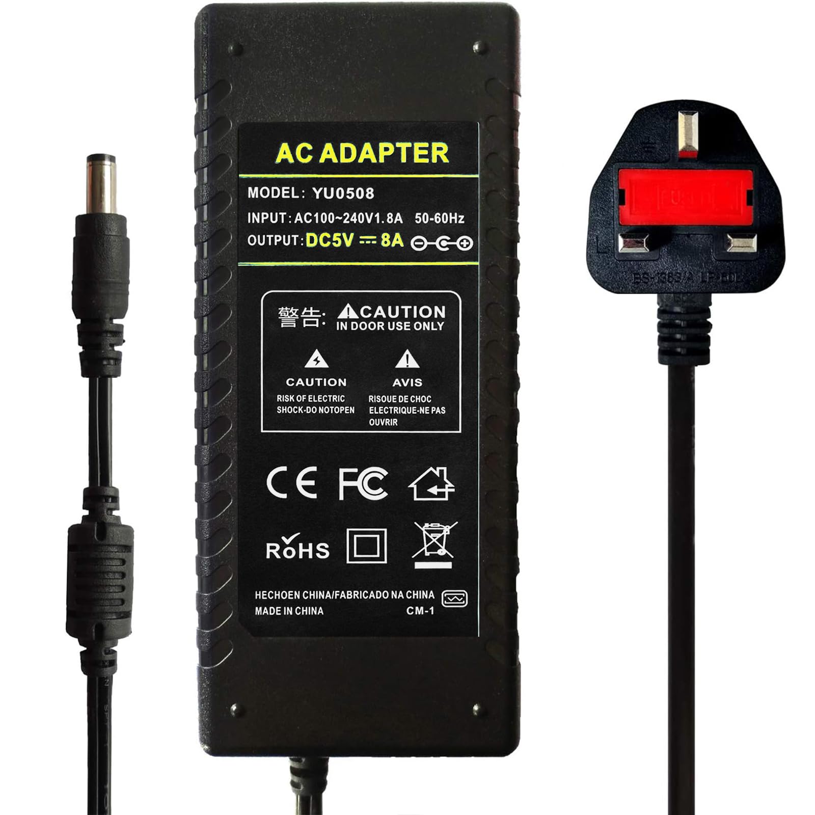 5V 8A Power Adapter Supply Converter 40W 5.5x2.1/2.5mm for WS2801 WS2811 WS2812 WS2812B LED Strip Lights/Controller/Wireless Router