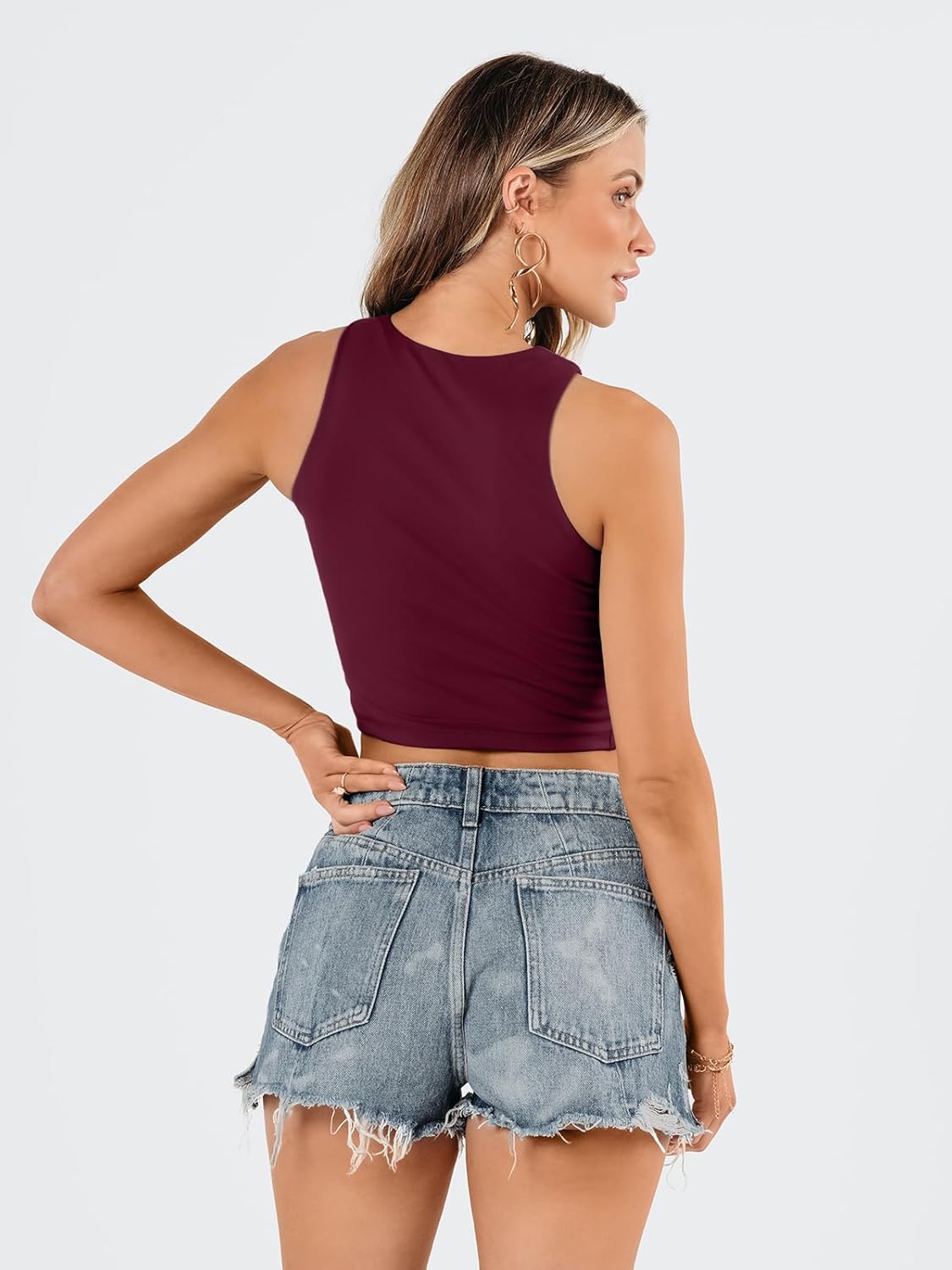 EFAN Womens Sexy Sleeveless Double Lined Crop Tops Workout Cute Tight Racerback Tank Tops Summer Clothes Teen Girls 2025 - Image 5