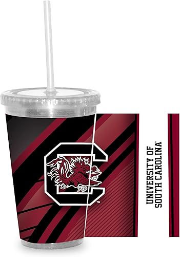 Miniatura 35 de Rico Industries NCAA Sports Team - Vaso transparente de 16 onzas con pajilla, vaso de viaje del color del equipo para fanáticos de los deportes