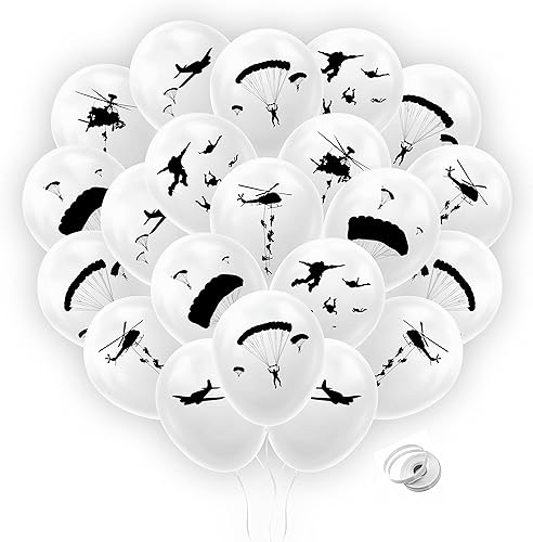 24 globos de látex para paracaidistas aerotransportados del ejército estadounidense, globos de paracaídas, soldados, globos temáticos militares,