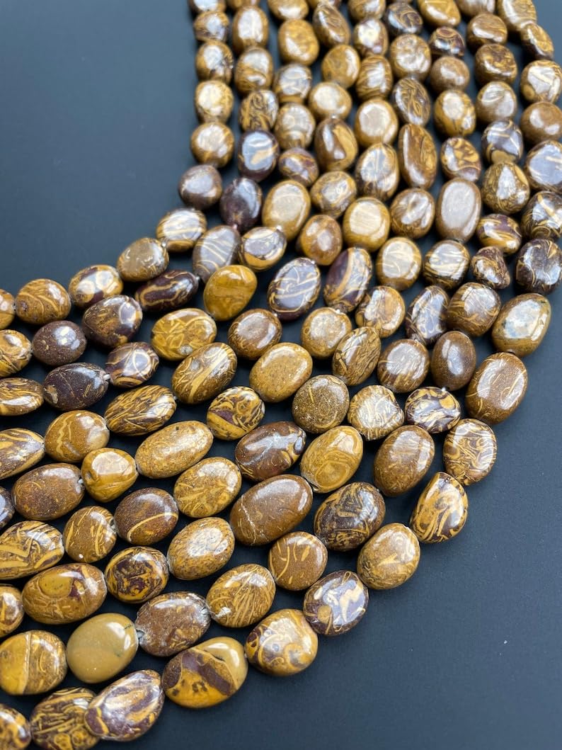 Perles Mariam ovales naturelles marron de qualité supérieure pour colliers de luxe
