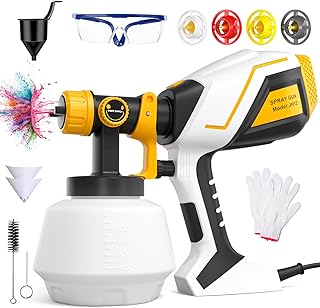 Farbsprühsystem, 600W HVLP Elektrische Spritzpistole mit 4 Düsen & 3 Sprühmuster,1200ML Behälter,Verstellbarem Farbfluss, Lackierpistole Elektrisch für Zäune, Schränke, Wände, Decken, Möbel